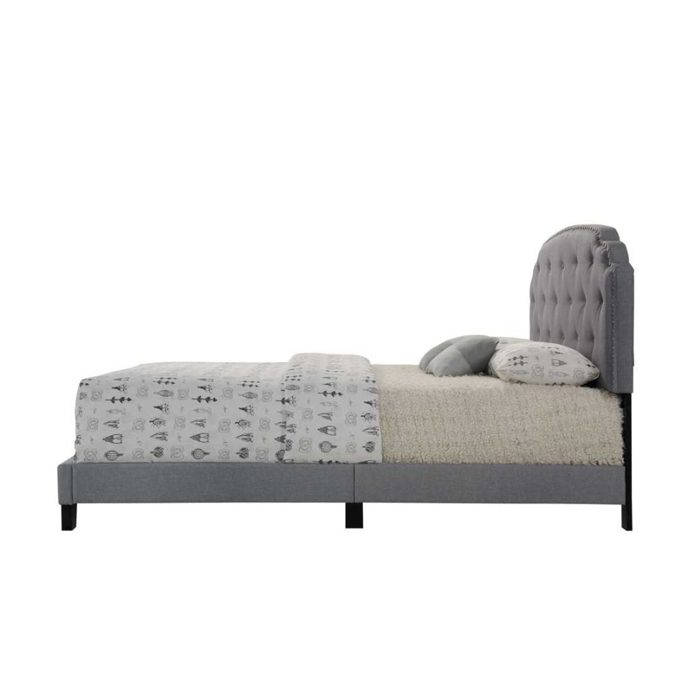 ACME Tradilla - Queen Bed - Gray Fabric | Meri Furniture