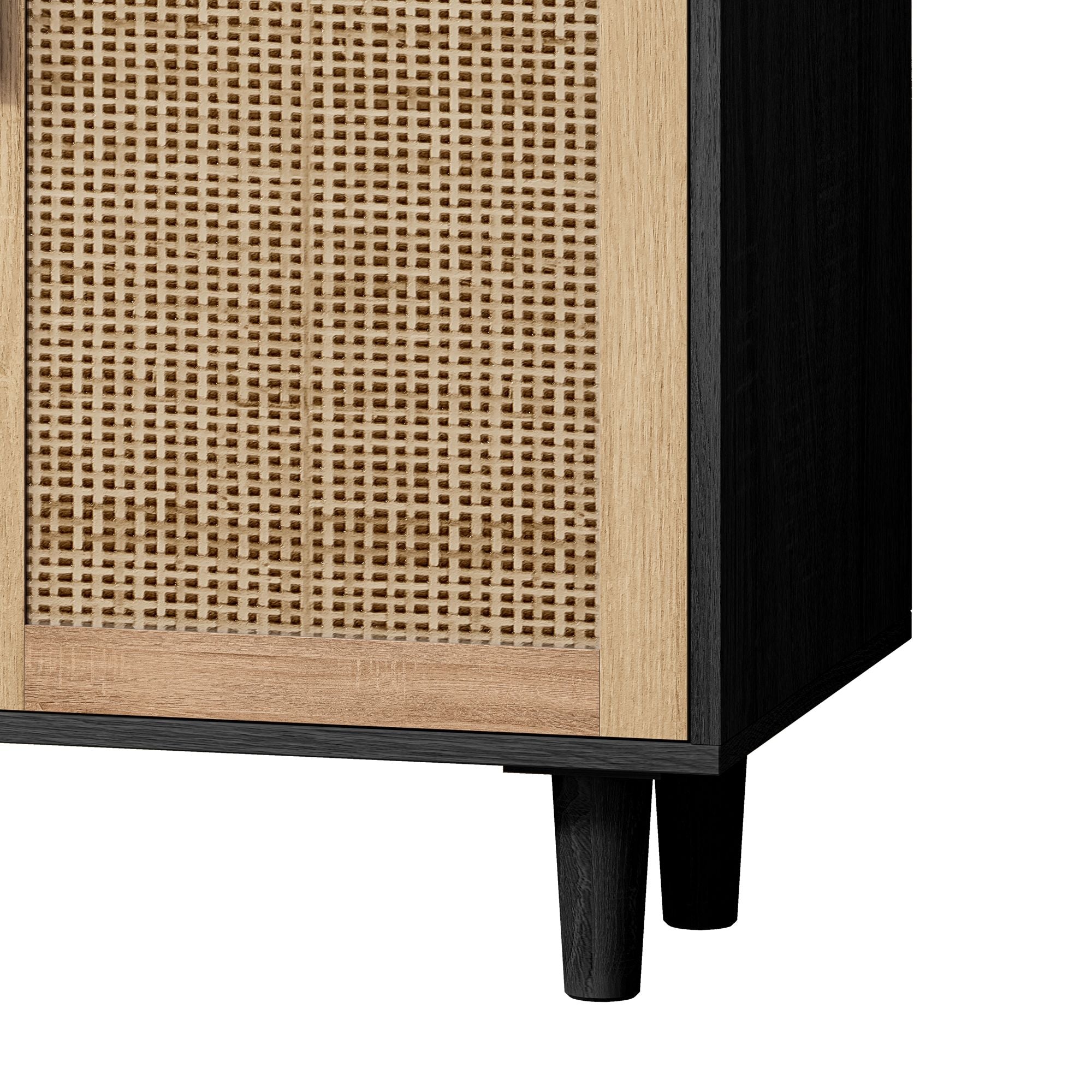 Elegant And Functional 4 Door Rattan Decorative Storage Cabinet