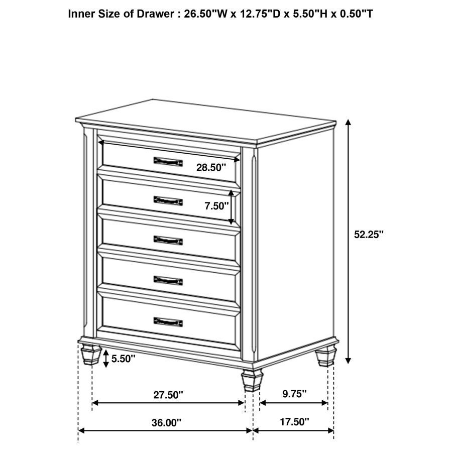 Coaster Fine Furniture Franco - 5-Drawer Bedroom Chest | Meri Furniture