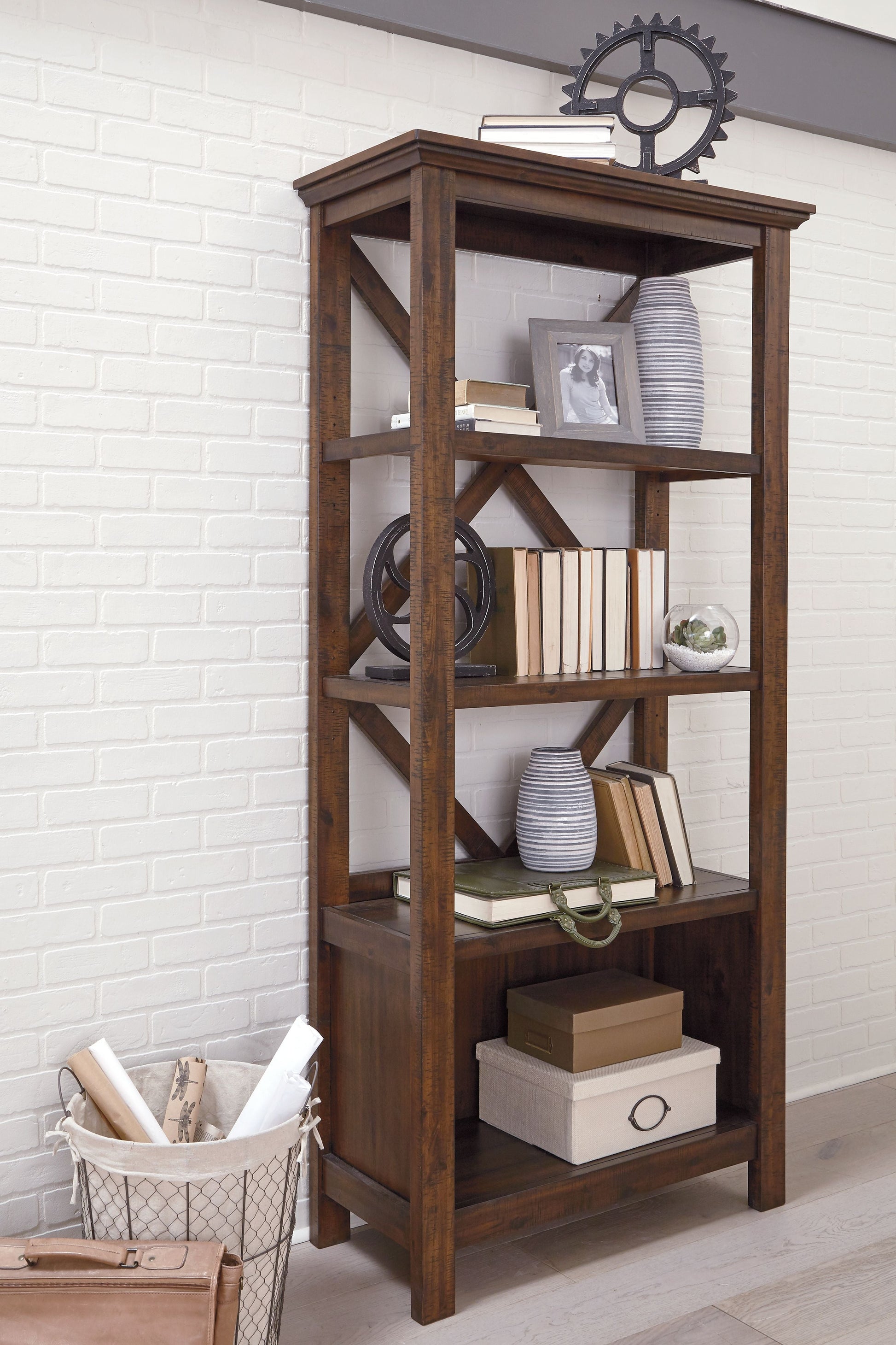 Ashley Furniture Baldridge - Rustic Brown - Large Bookcase | Meri Furniture