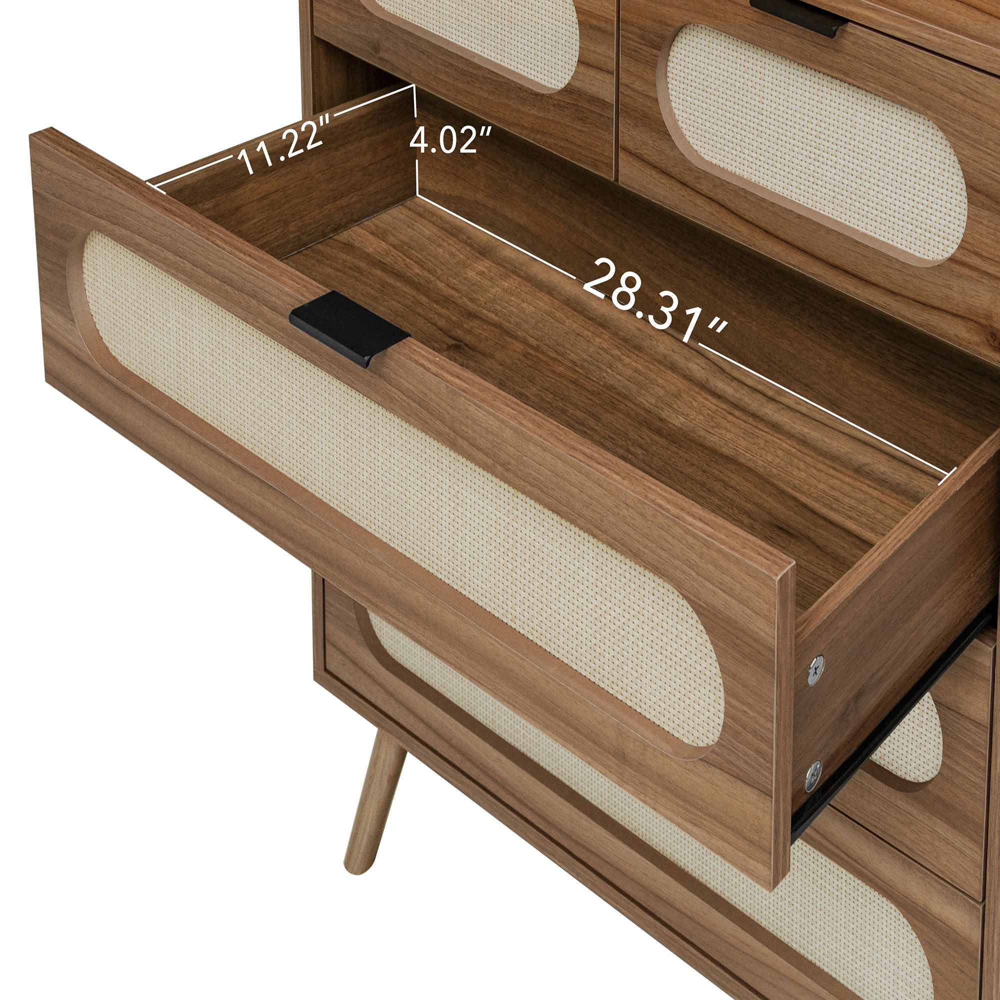 Modern 5 Drawer Accent Storage Cabinet For Living Room, Bedroom, Dining Room, Or Study - Walnut