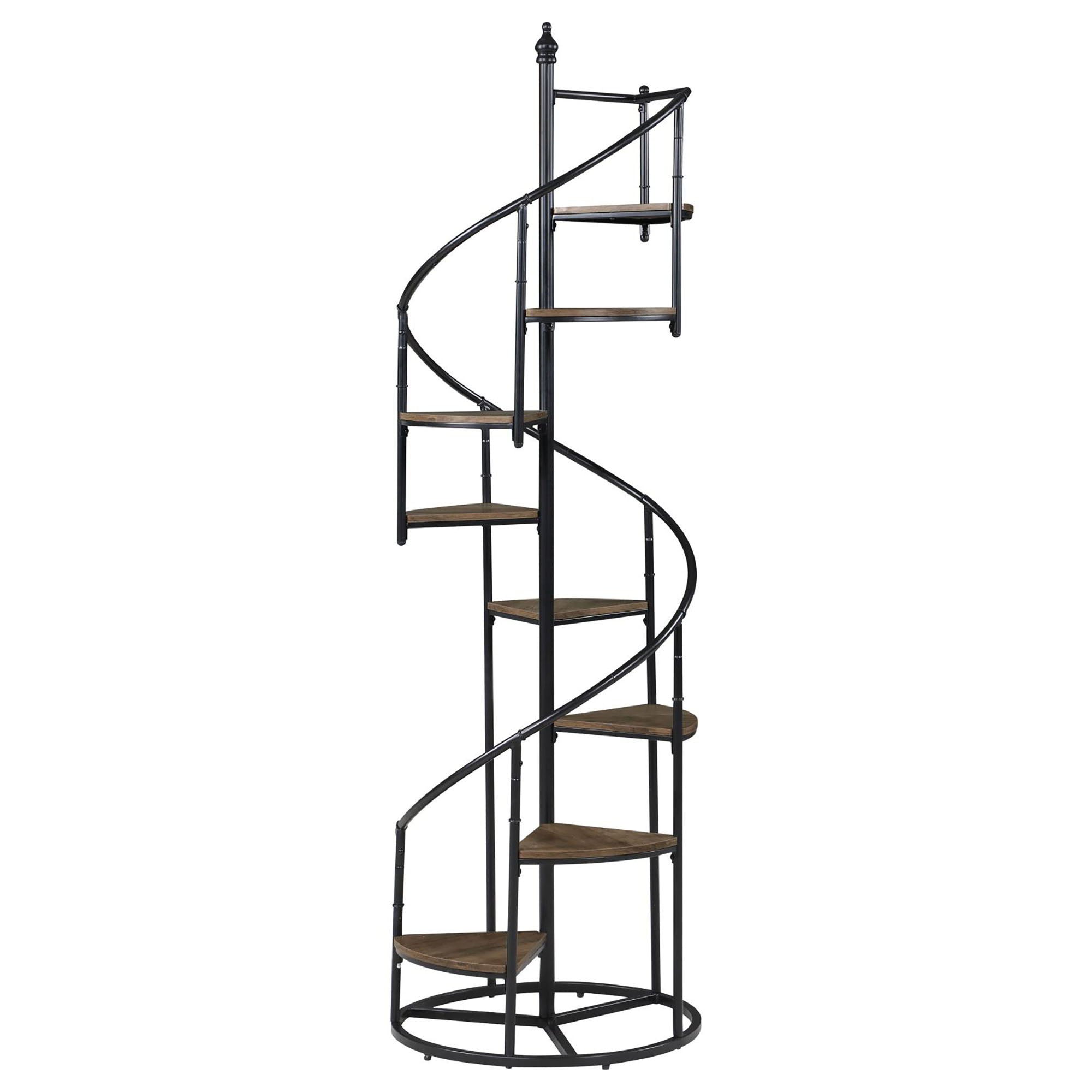 8 Shelf Staircase Bookcase Industrial Storage And Scratch Resistant Shelves - Brown