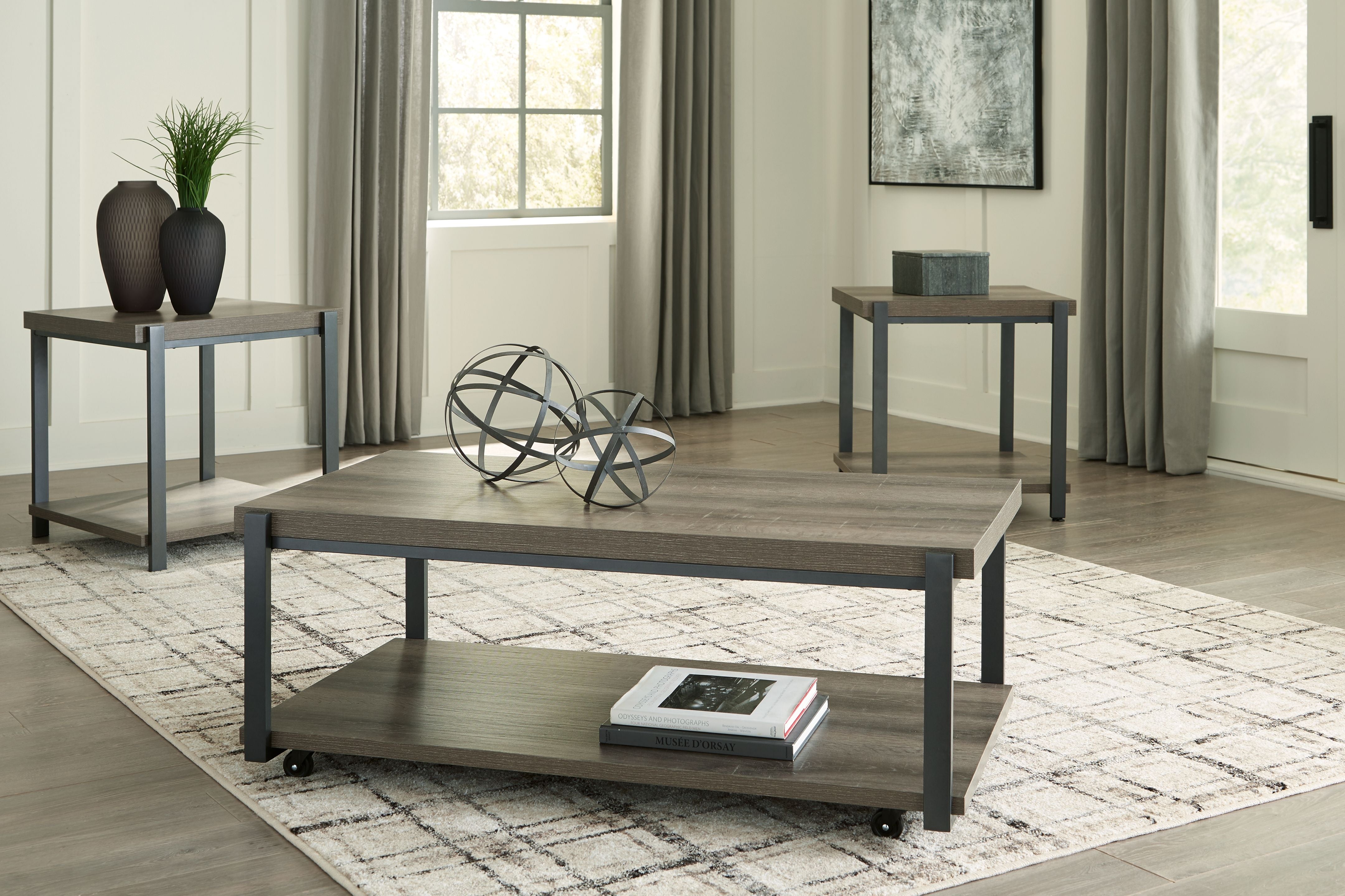Signature Design by Ashley® Wilmaden - Gray / Black - Occasional Table Set (Set of 3) | Meri Furniture