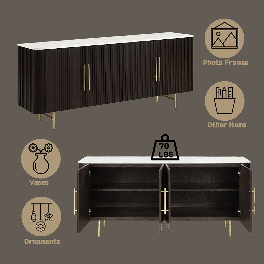 Clayten - Server - White Natural Marble Top & Espresso