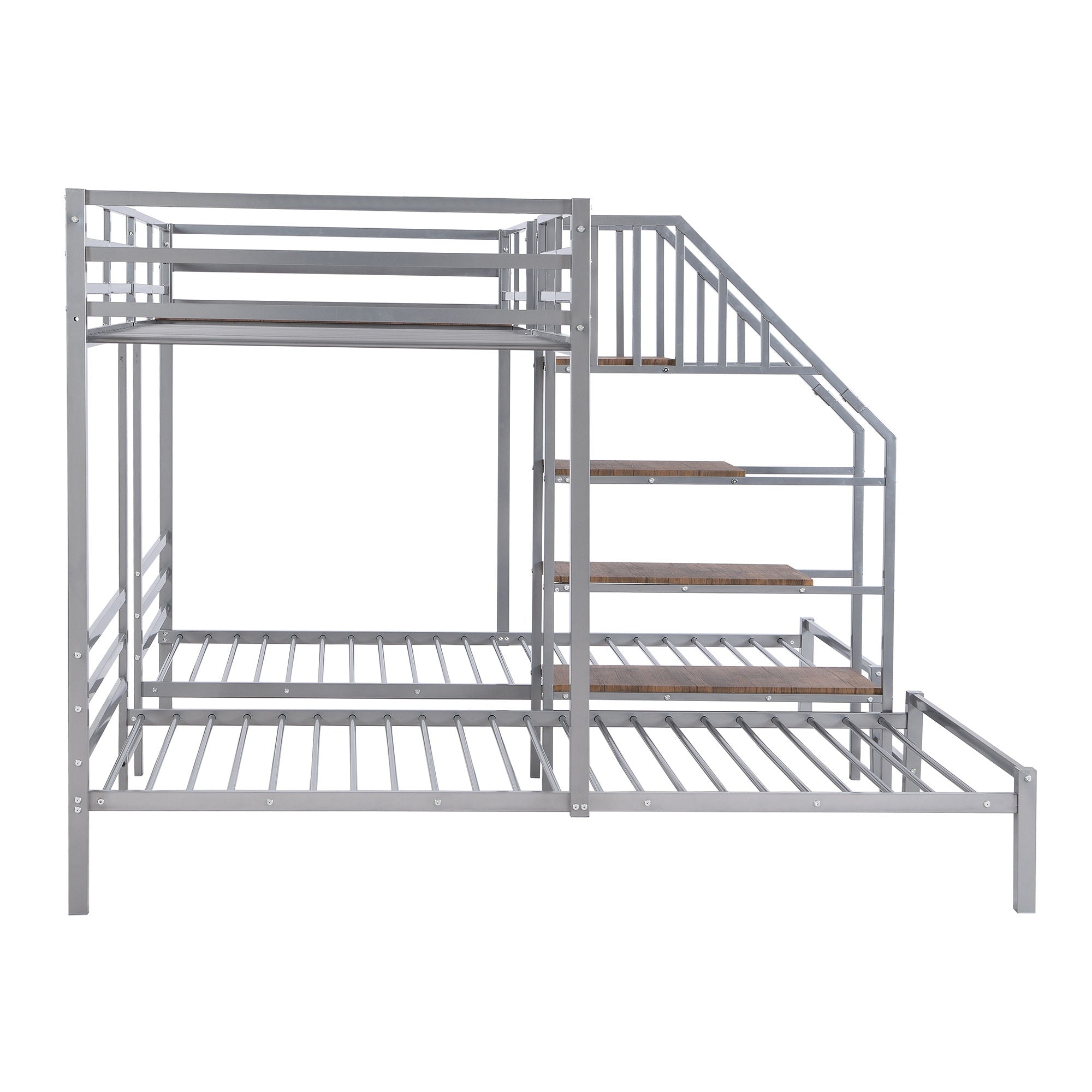 Metal Bunk Bed With Storage Shelves Staircase