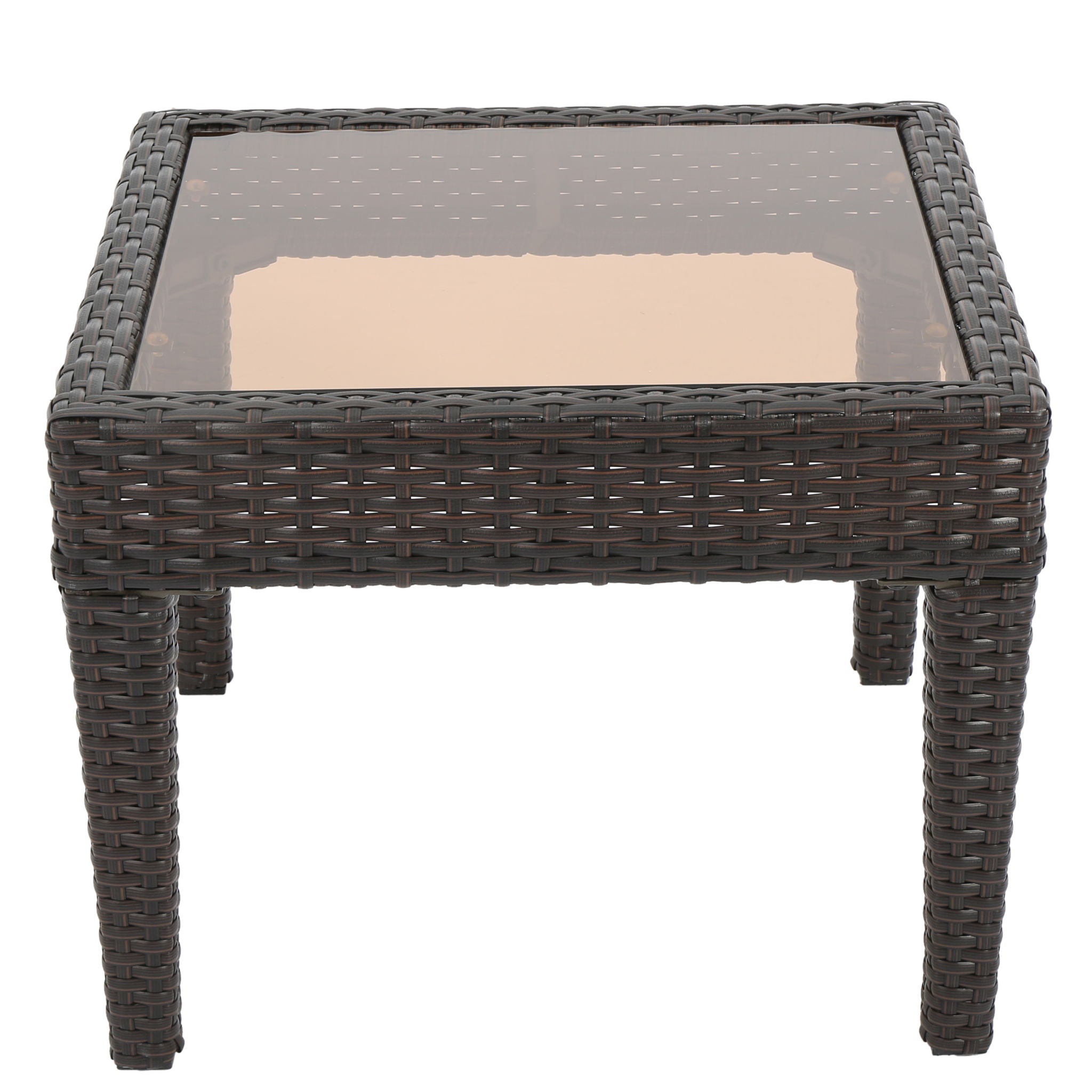 Nebulosity - Outdoor Accent Table With Square Glass Top - Brown Multi