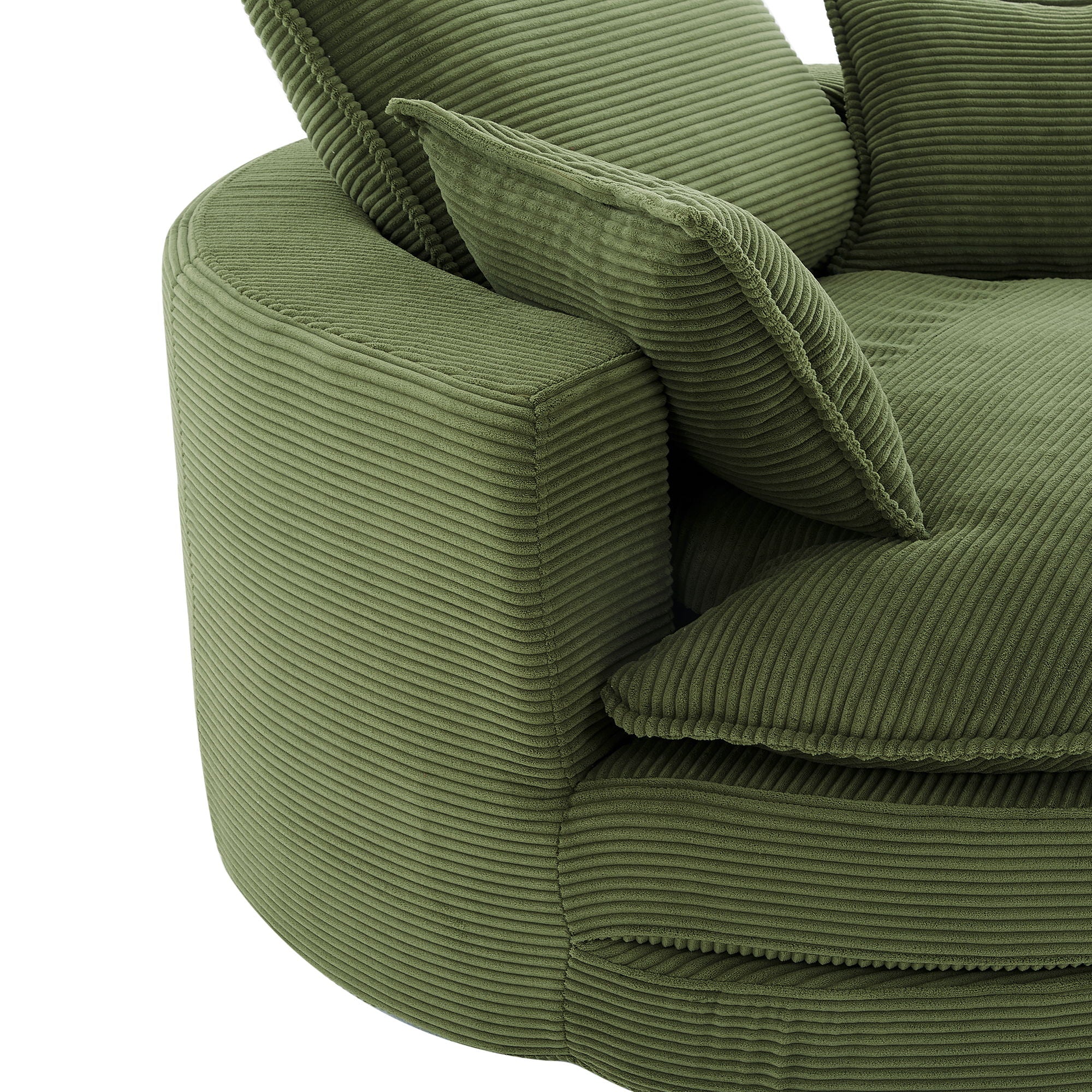 360° Swivel Accent Barrel Chair With Dual Layer Cushion And 3 Removable Pillows
