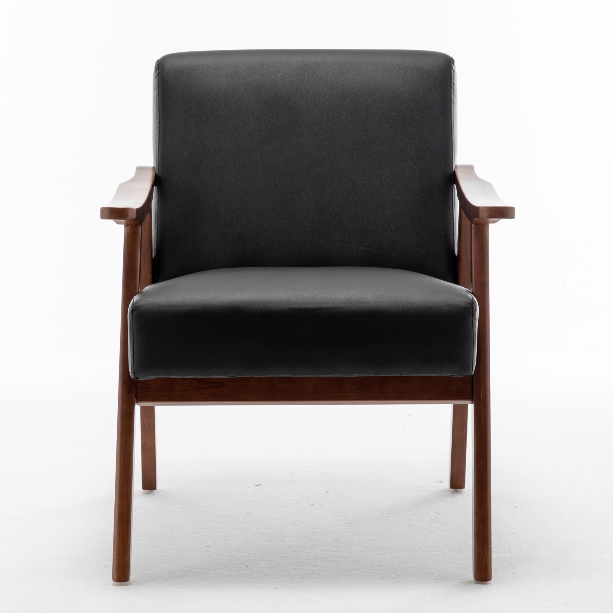 Mid Century Modern Accent Chair With Solid Wood Frame And Extra Thick Backrest