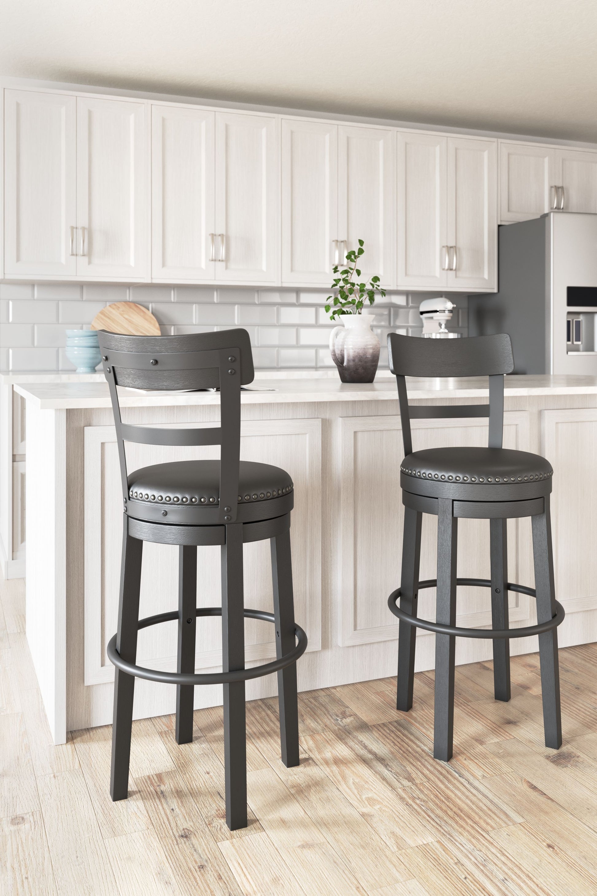 Signature Design by Ashley® Valebeck - Tall Upholstered Swivel Barstool | Meri Furniture