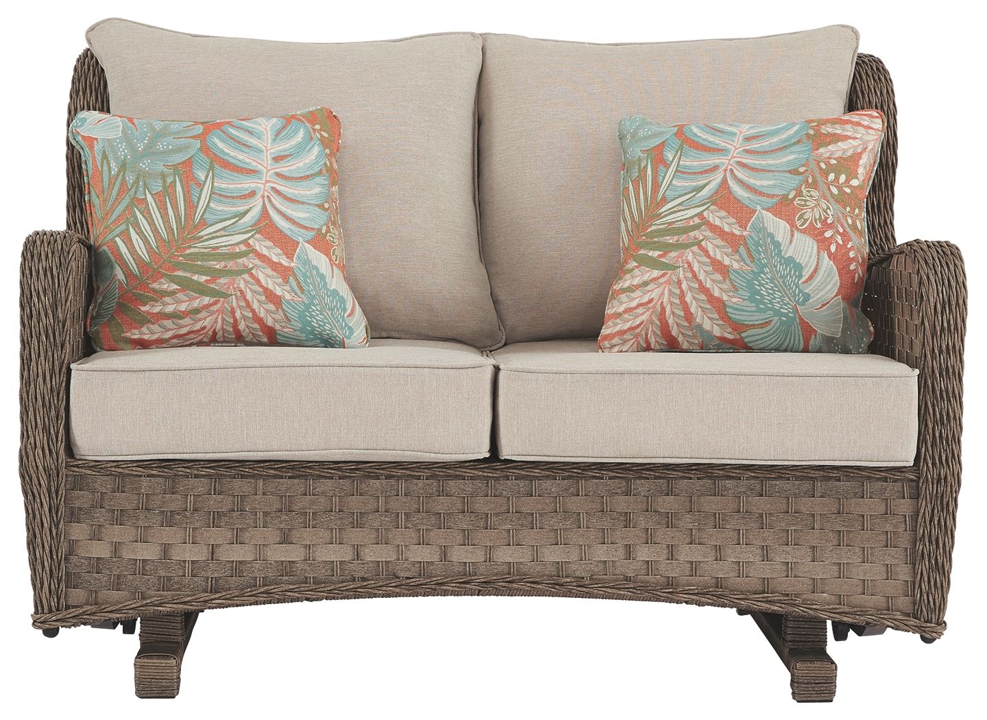 Signature Design by Ashley® Clear Ridge - Light Brown - Loveseat Glider W/Cushion | Meri Furniture