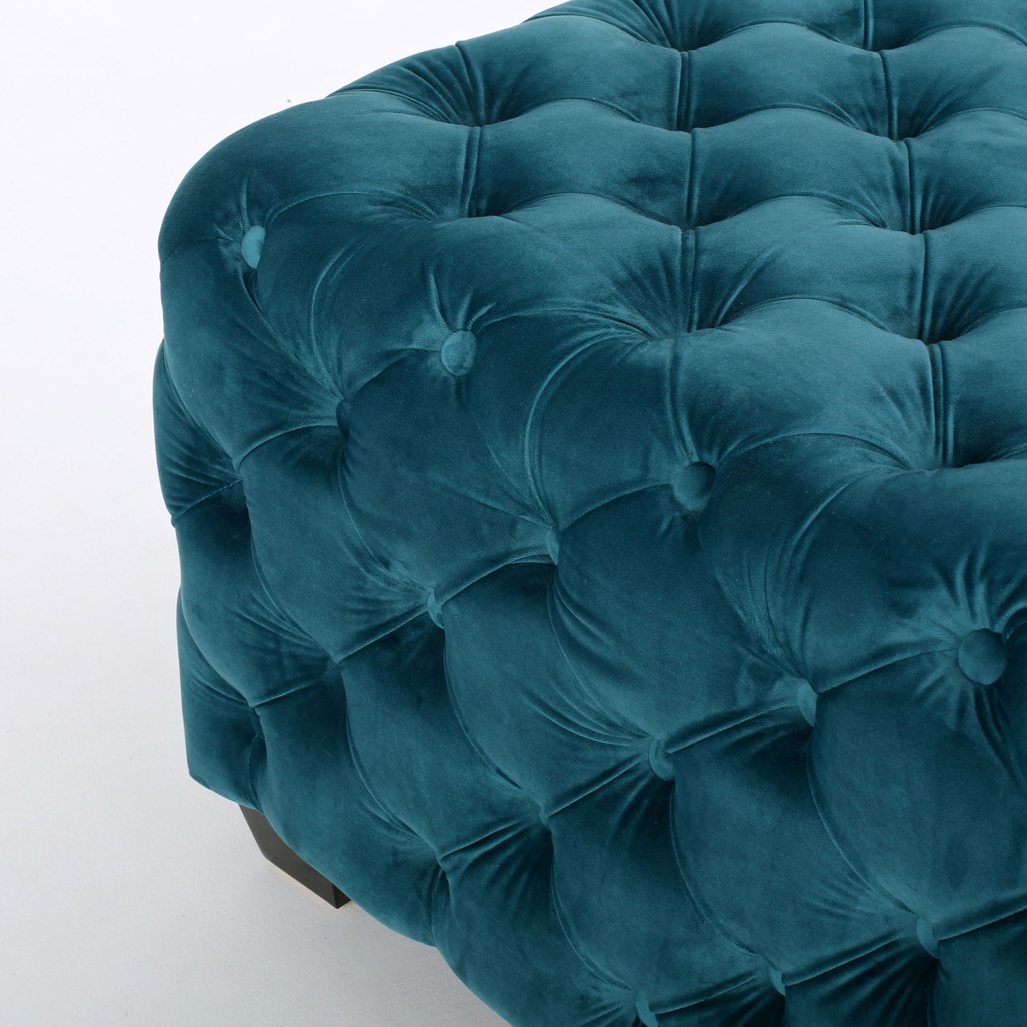 Unwind Upholstered Square Ottoman With Button Tufted Diamond Stitch - Teal