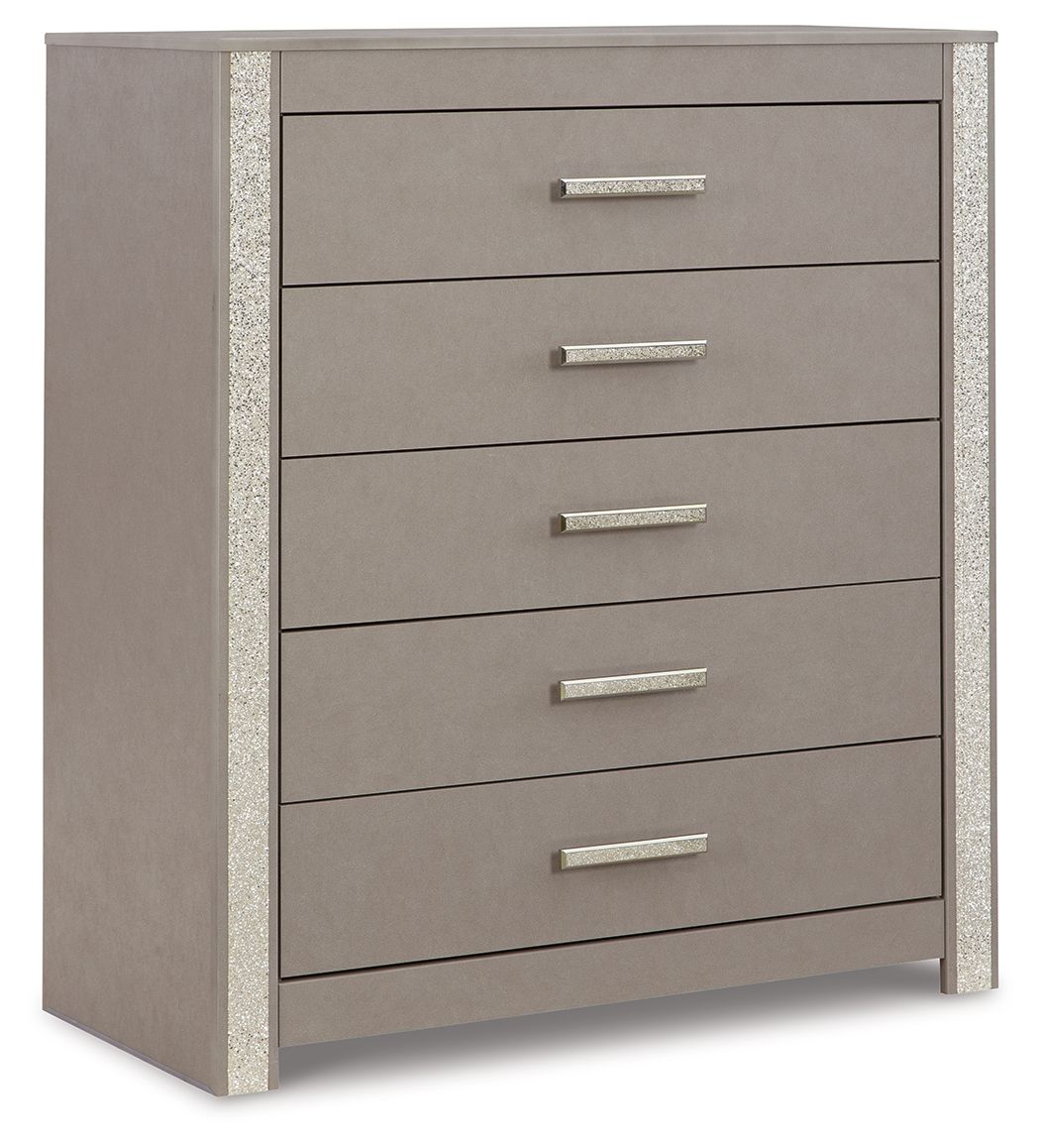Signature Design by Ashley® Surancha - Gray - Five Drawer Wide Chest | Meri Furniture