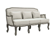 ACME Tania - Sofa - Cream Linen & Brown Finish | Meri Furniture