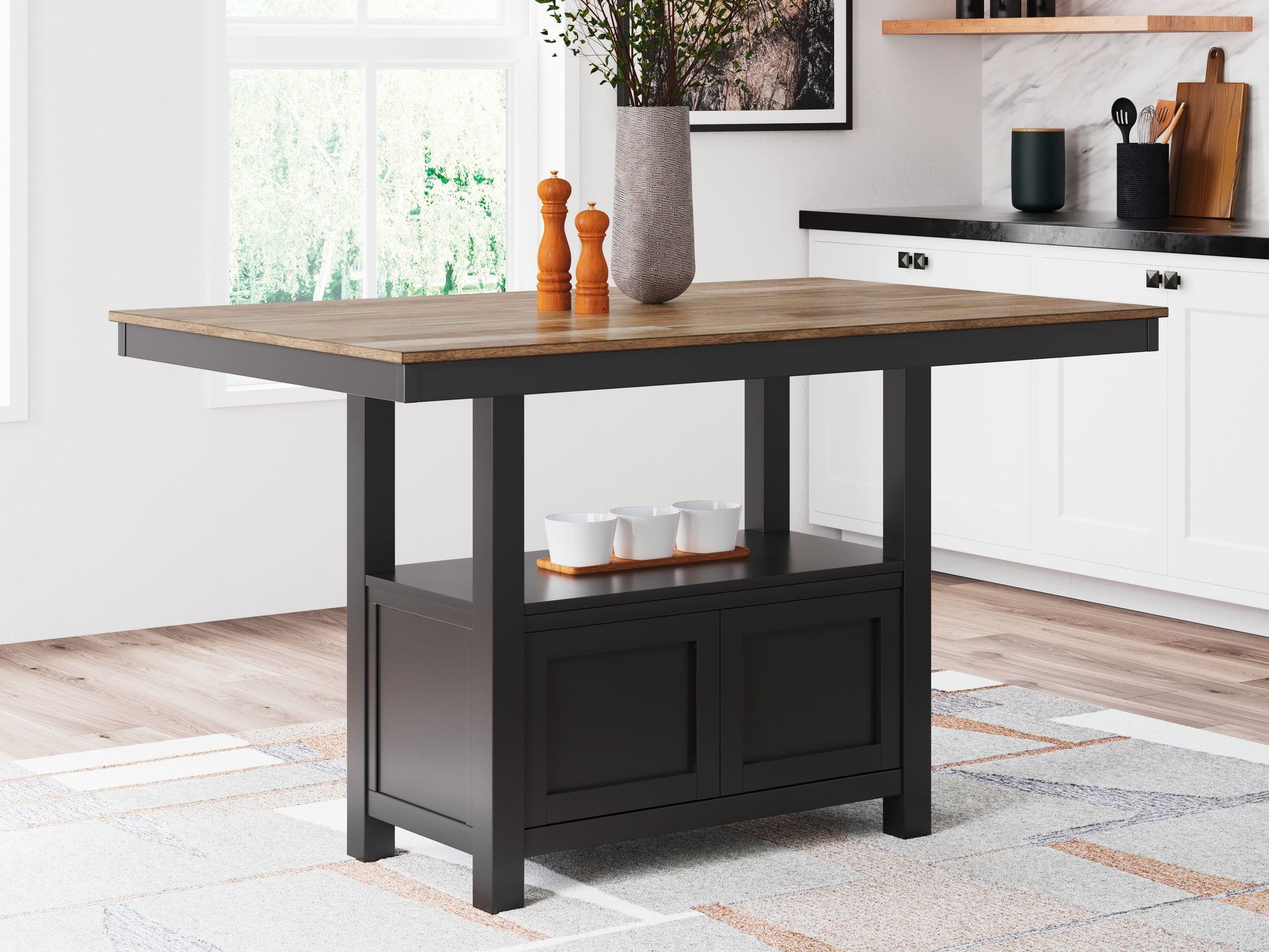 Signature Design by Ashley® Wildenauer - Brown / Black - Rectangular Dining Room Counter Table | Meri Furniture