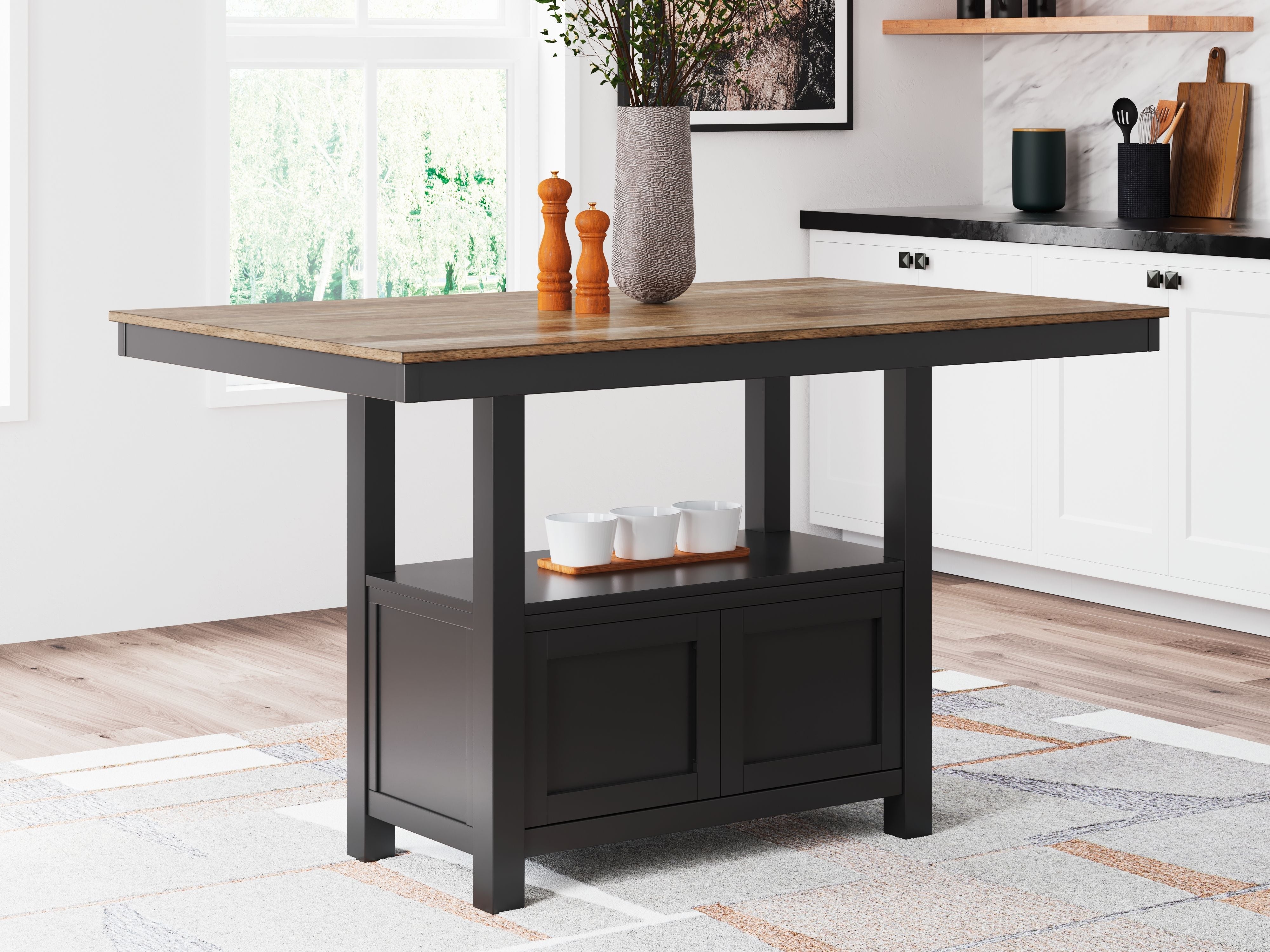 Signature Design by Ashley® Wildenauer - Brown / Black - Rectangular Dining Room Counter Table | Meri Furniture