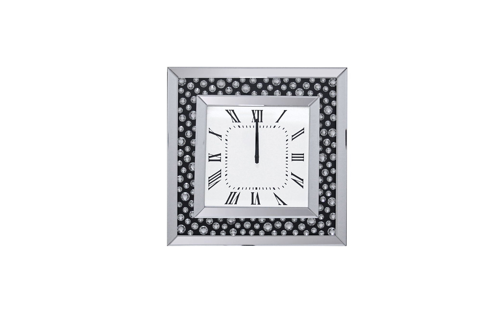 Nysa - Wall Clock - Mirrored & Faux Crystals