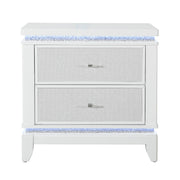 Adalid - Nightstand With Glittered Drawer Front And LED Lighting - White