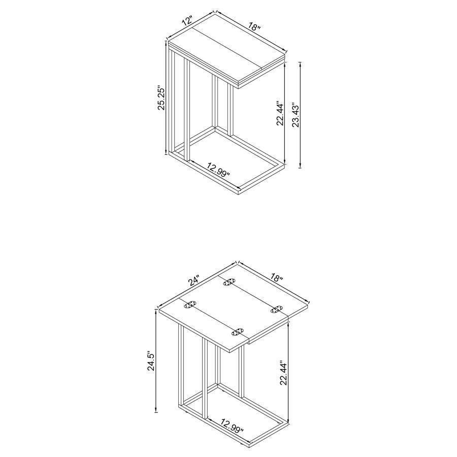 Coaster Fine Furniture Pedro - Expandable C-Shaped Sofa Side Table | Meri Furniture