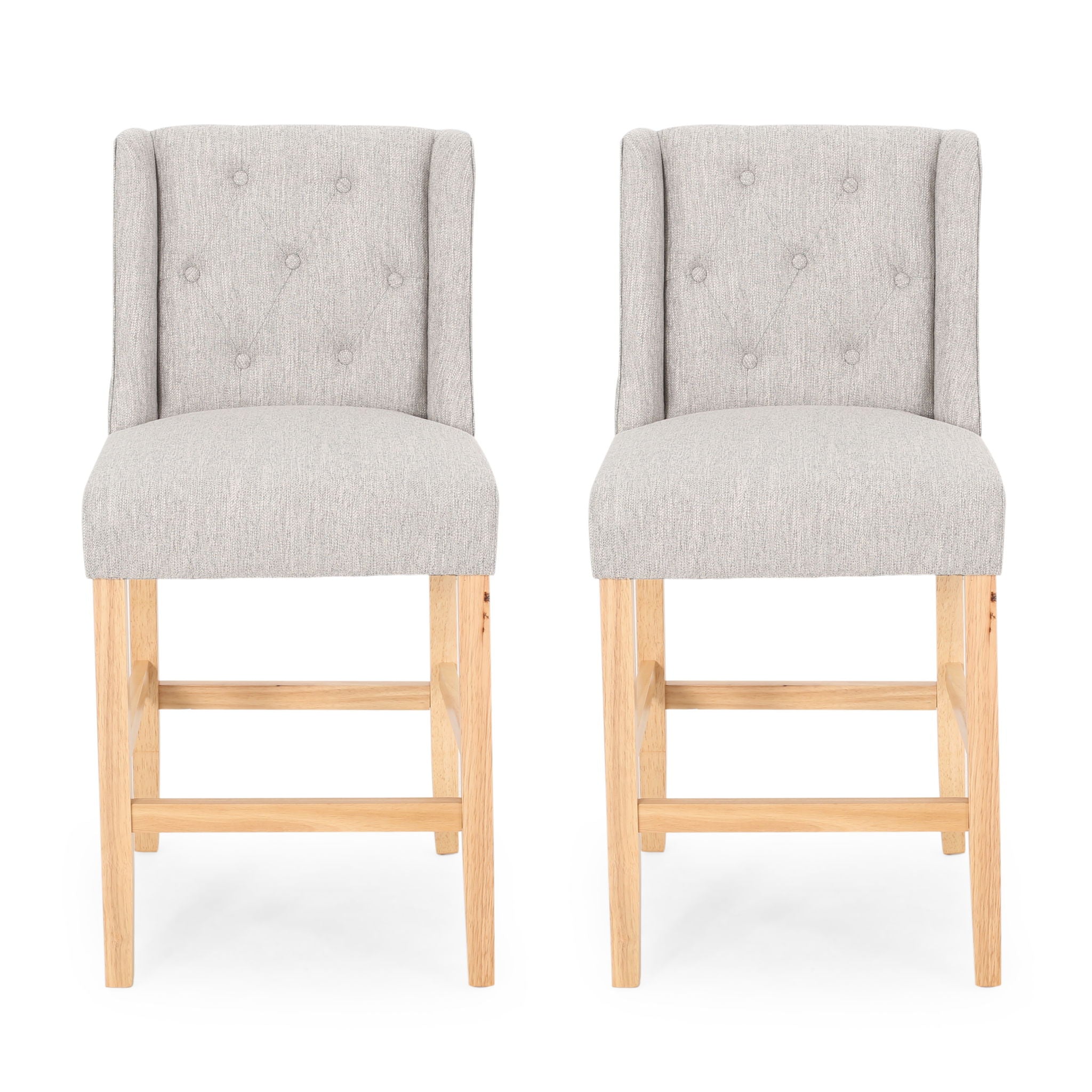 Vienna - Contemporary Fabric Tufted & Wingback Counter Stools (Set of 2)