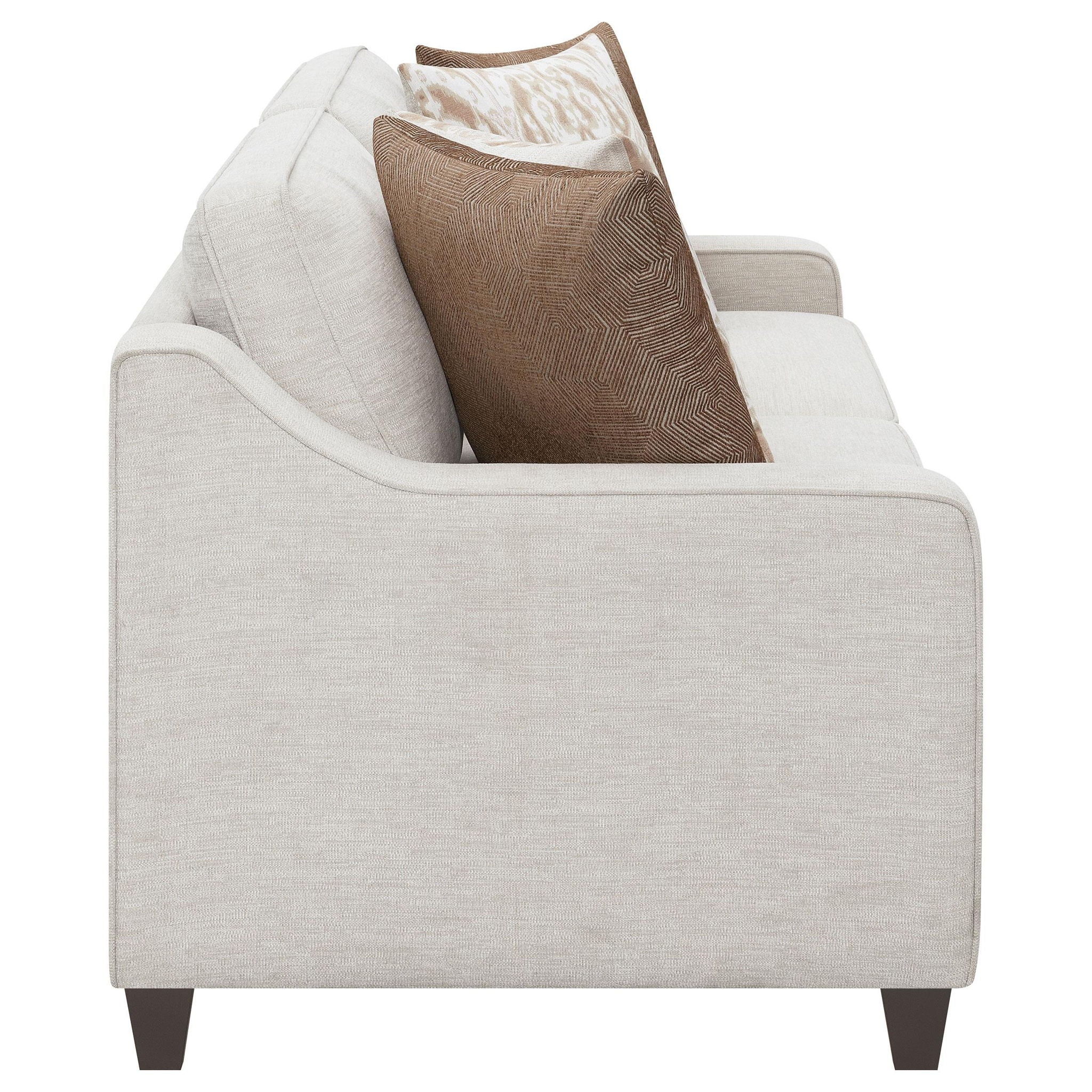 Christine 3-piece Upholstered Sloped Arm Sofa Set Beige