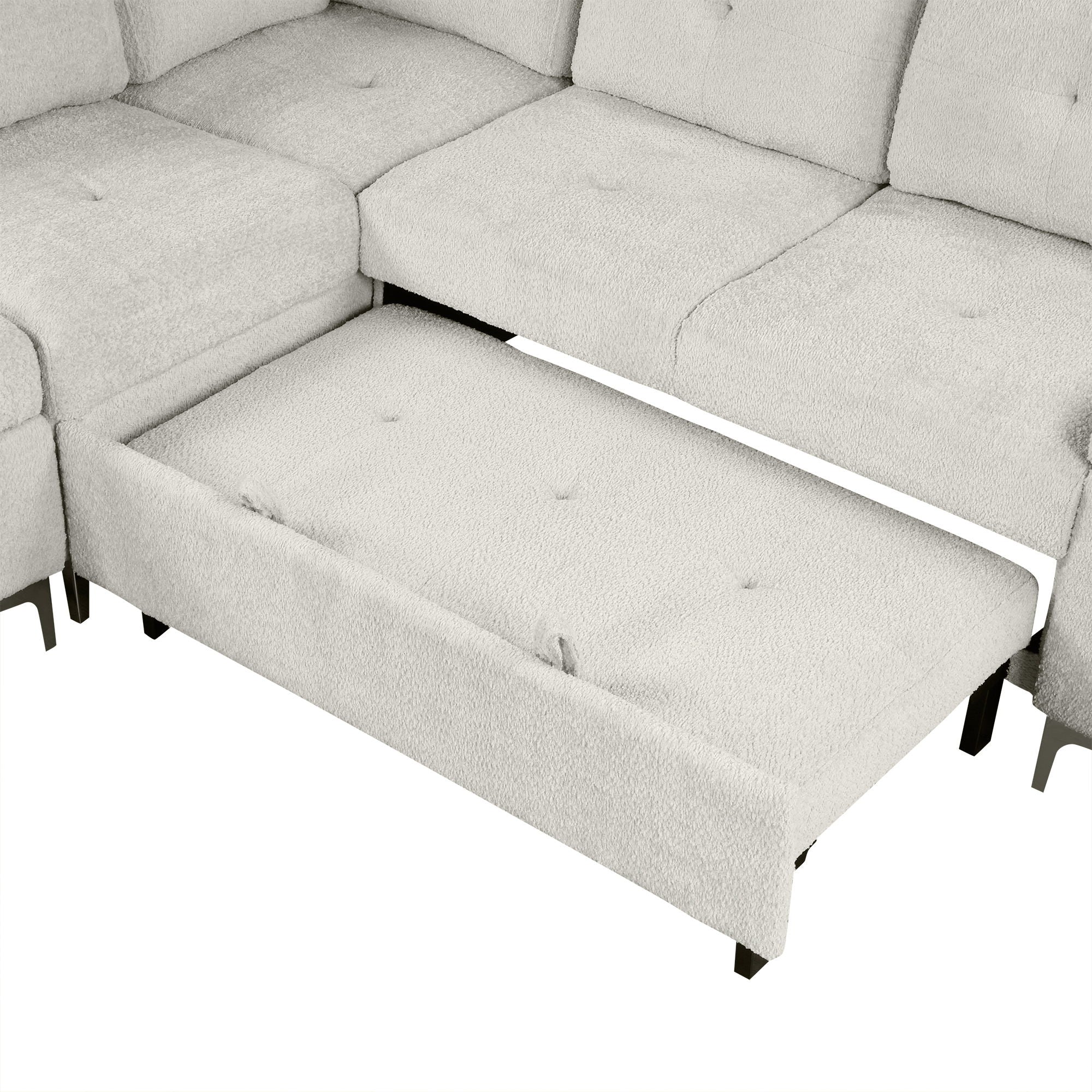 Versatile L Shaped Sofa Bed With Storage, Cup Holders, USB Ports Chenille
