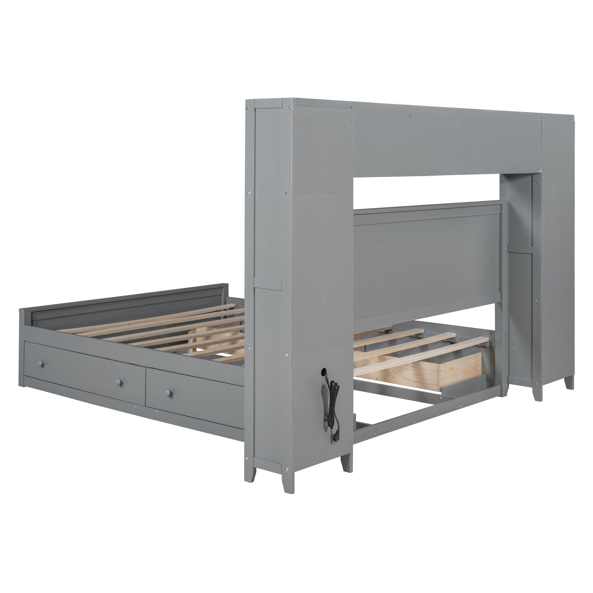 Bed With All In One Cabinet, Shelf And Sockets