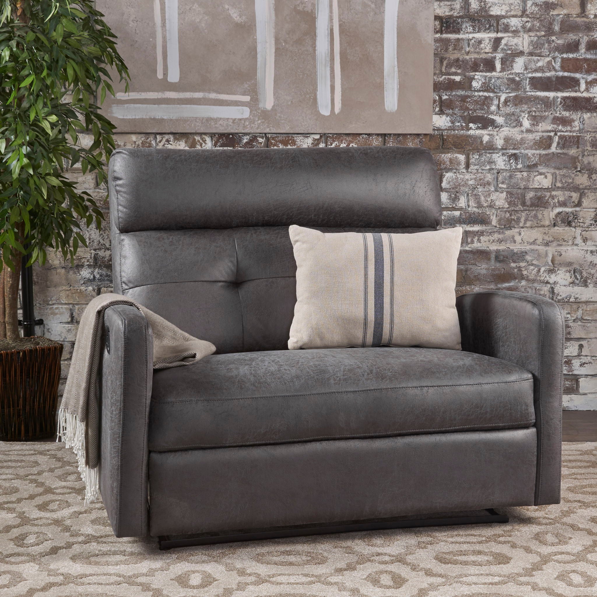 Alma - Contemporary Upholstered Loveseat Recliner - Slate