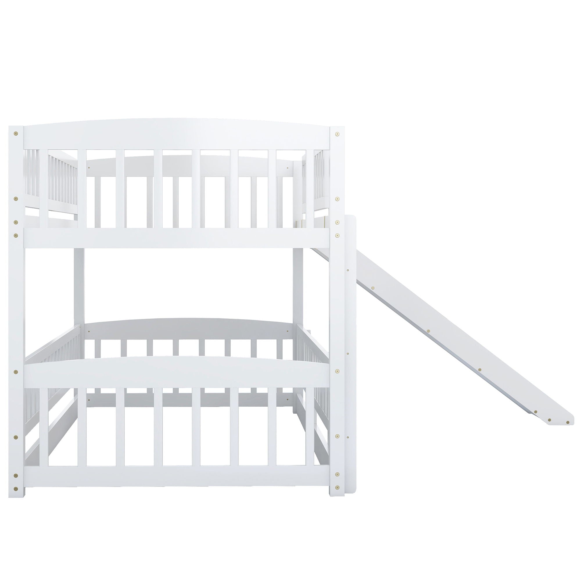 Low Bunk Bed With Slide, Fence And Ladder