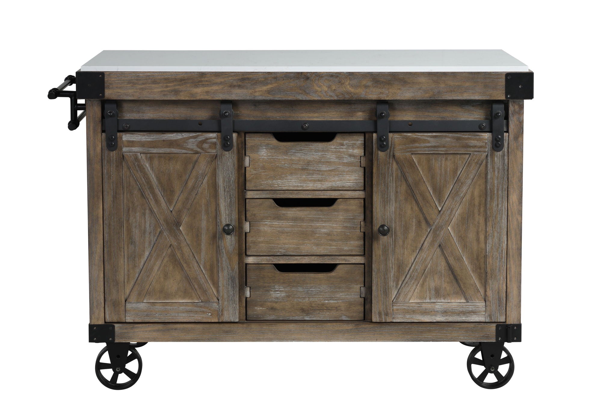 Alforvott - Kitchen Island - Marble Top & Weathered Gray