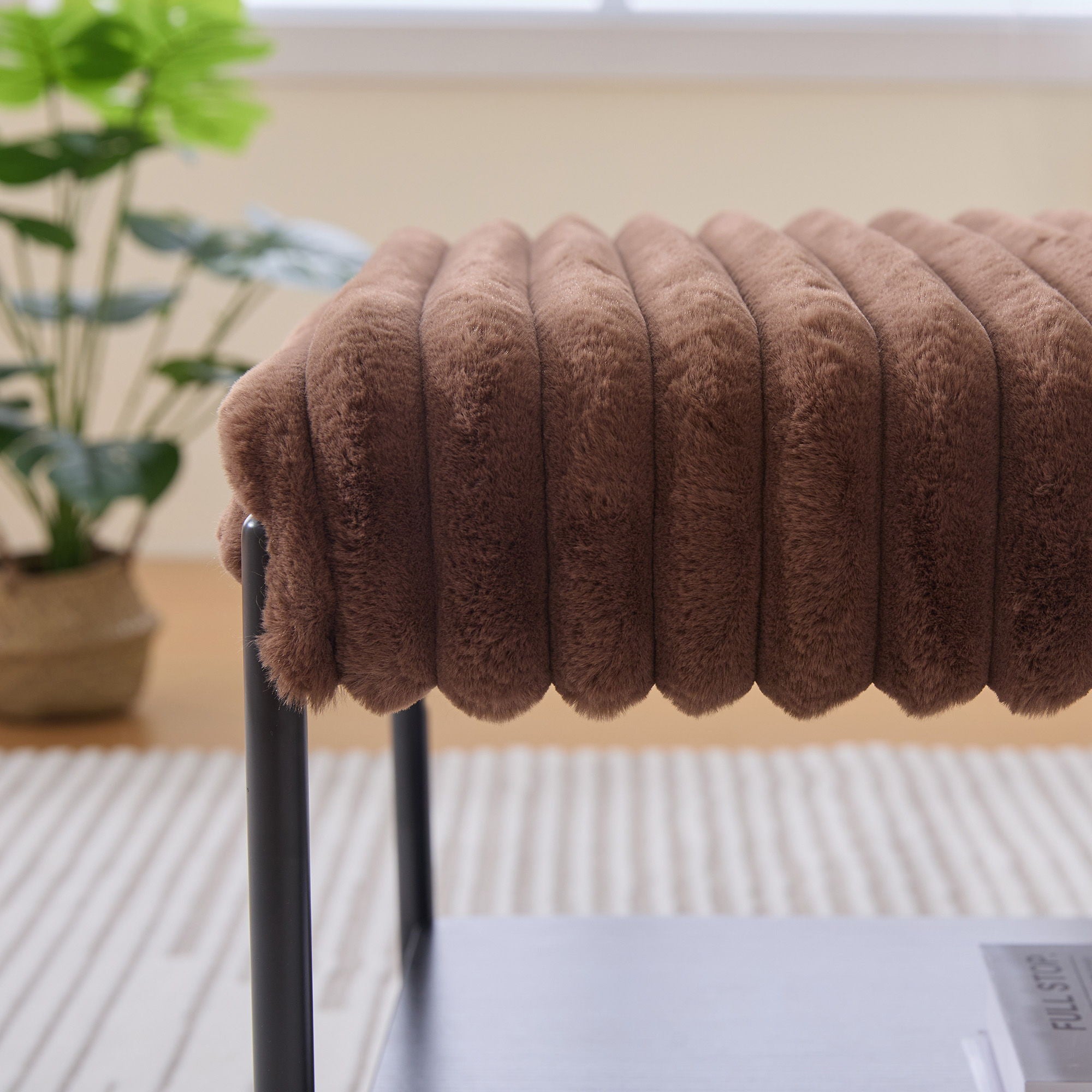 Upholstered Ottoman Coffee Table Foot Rest With Open Storage