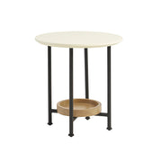 Oval End Table With Metal Legs - White / Natural