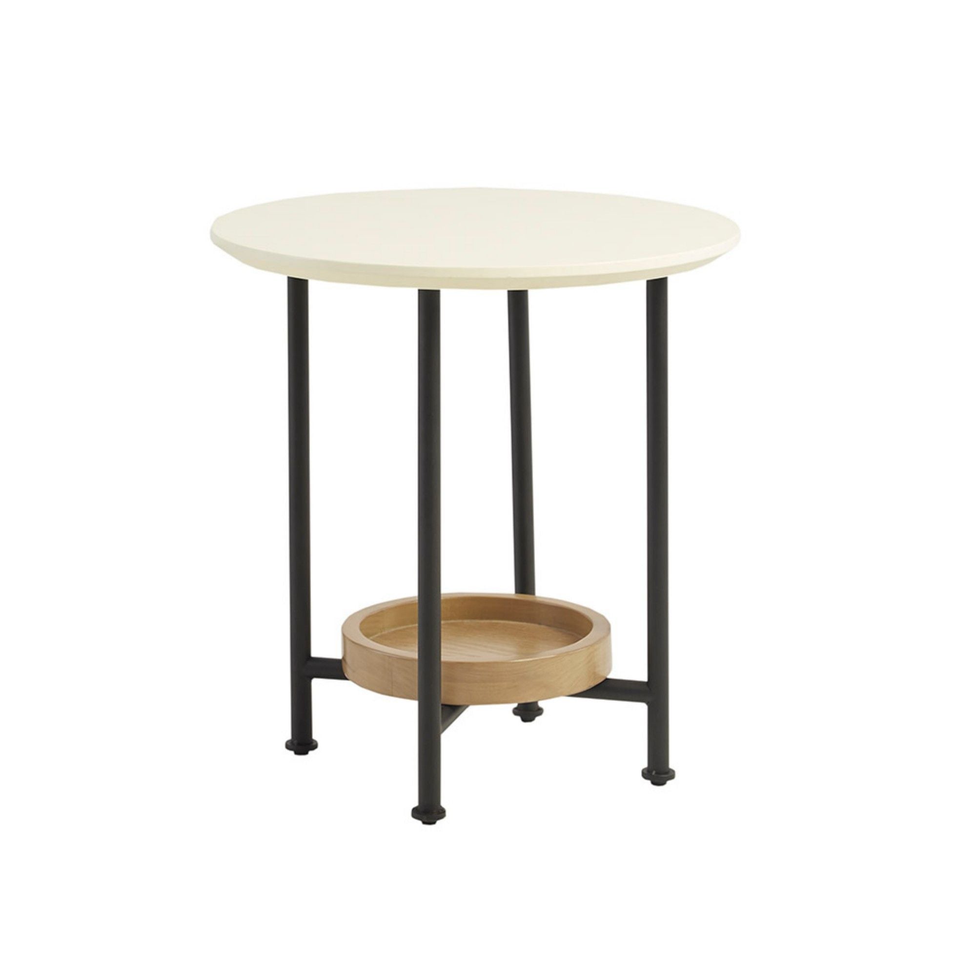 Oval End Table With Metal Legs - White / Natural