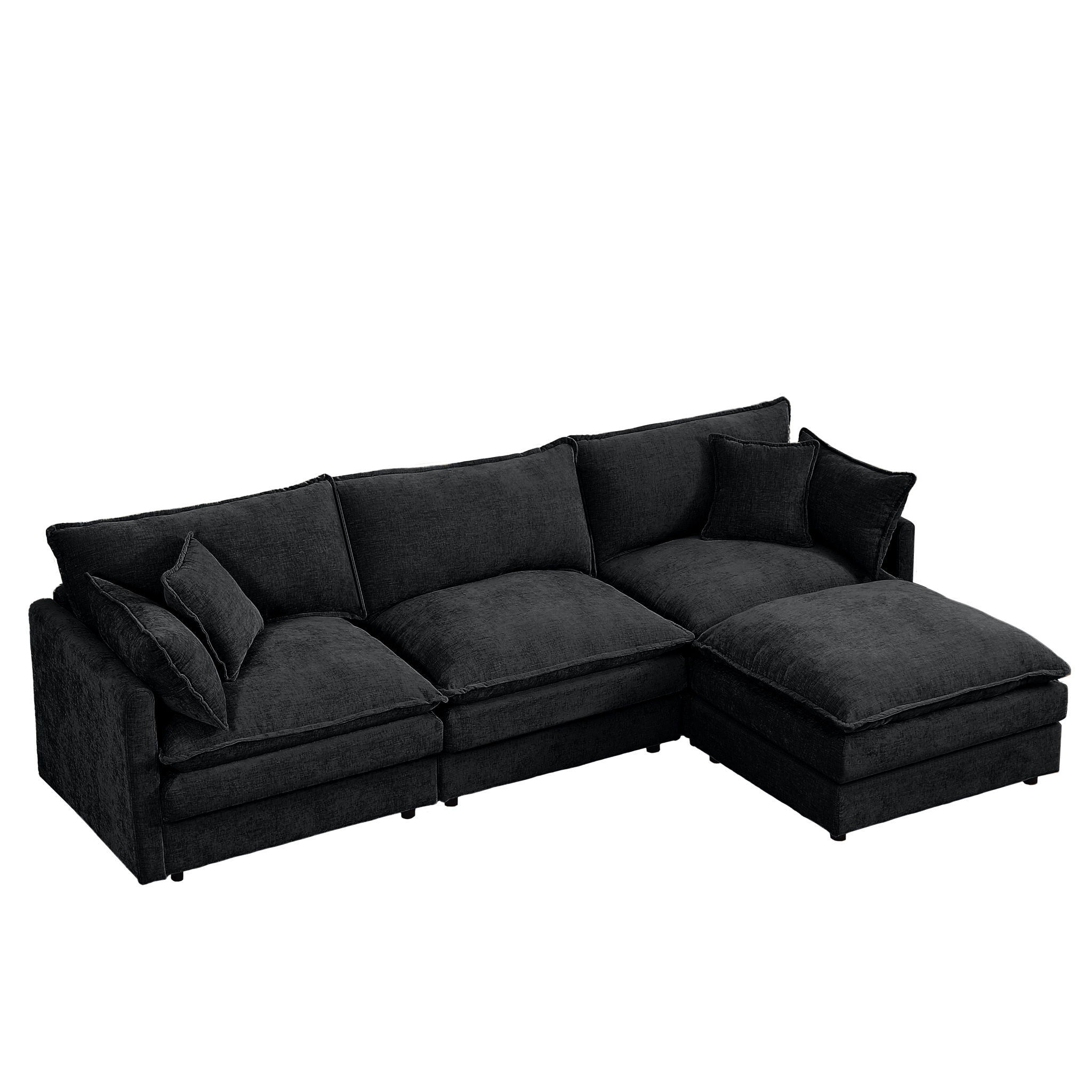 Modular L-Shaped Sectional Sofa With Movable Ottoman