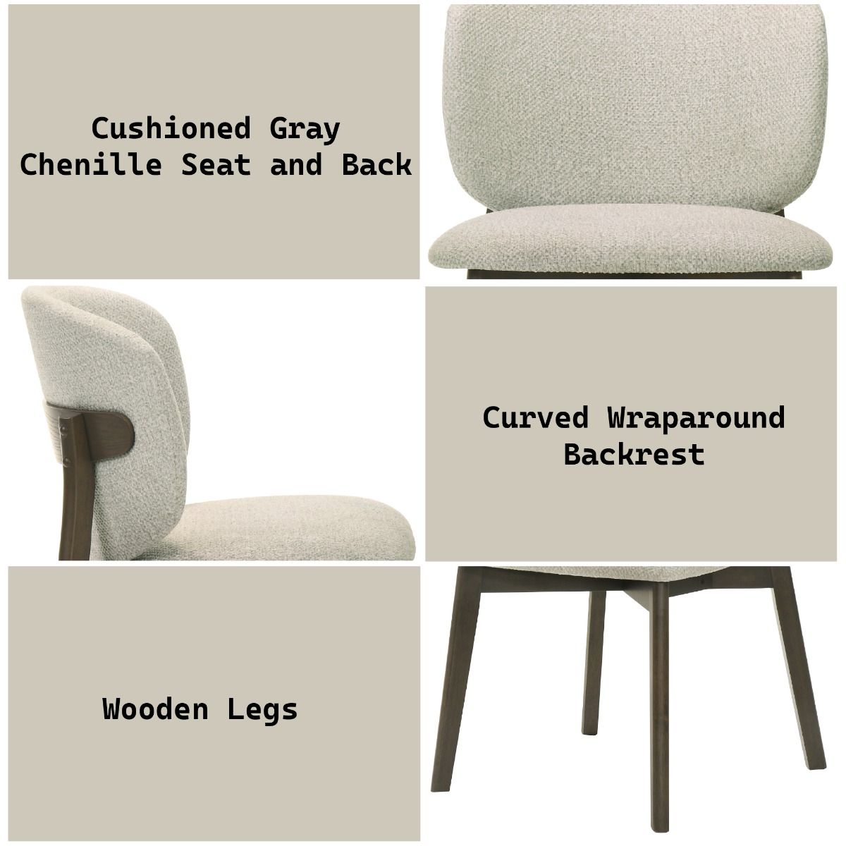 Mallin - Side Chair Set of 2) - Gray Chenille & Walnut