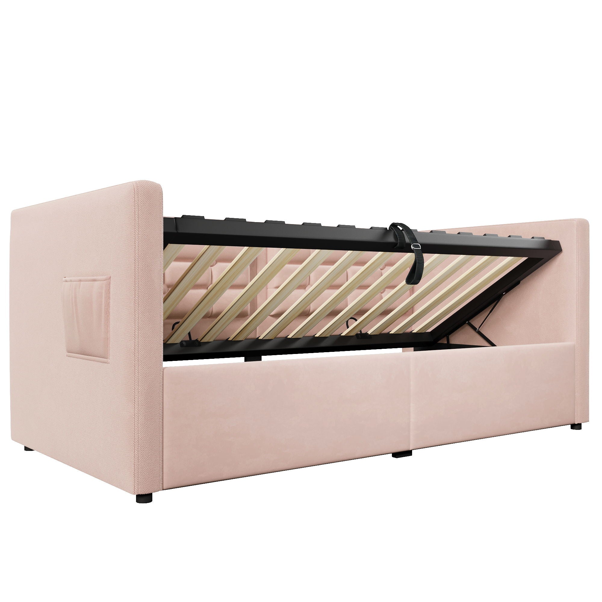 Upholstered Hydraulic Storage Daybed With USB & Type C Charging