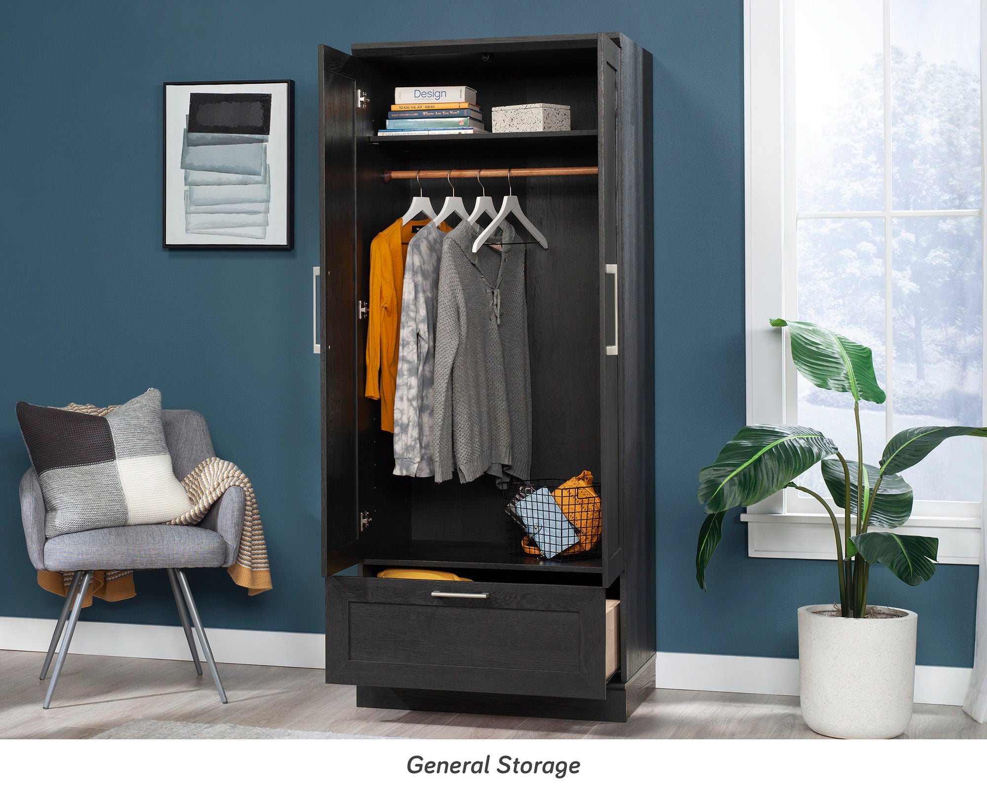 HomePlus Wardrobe Armoire in Raven Oak