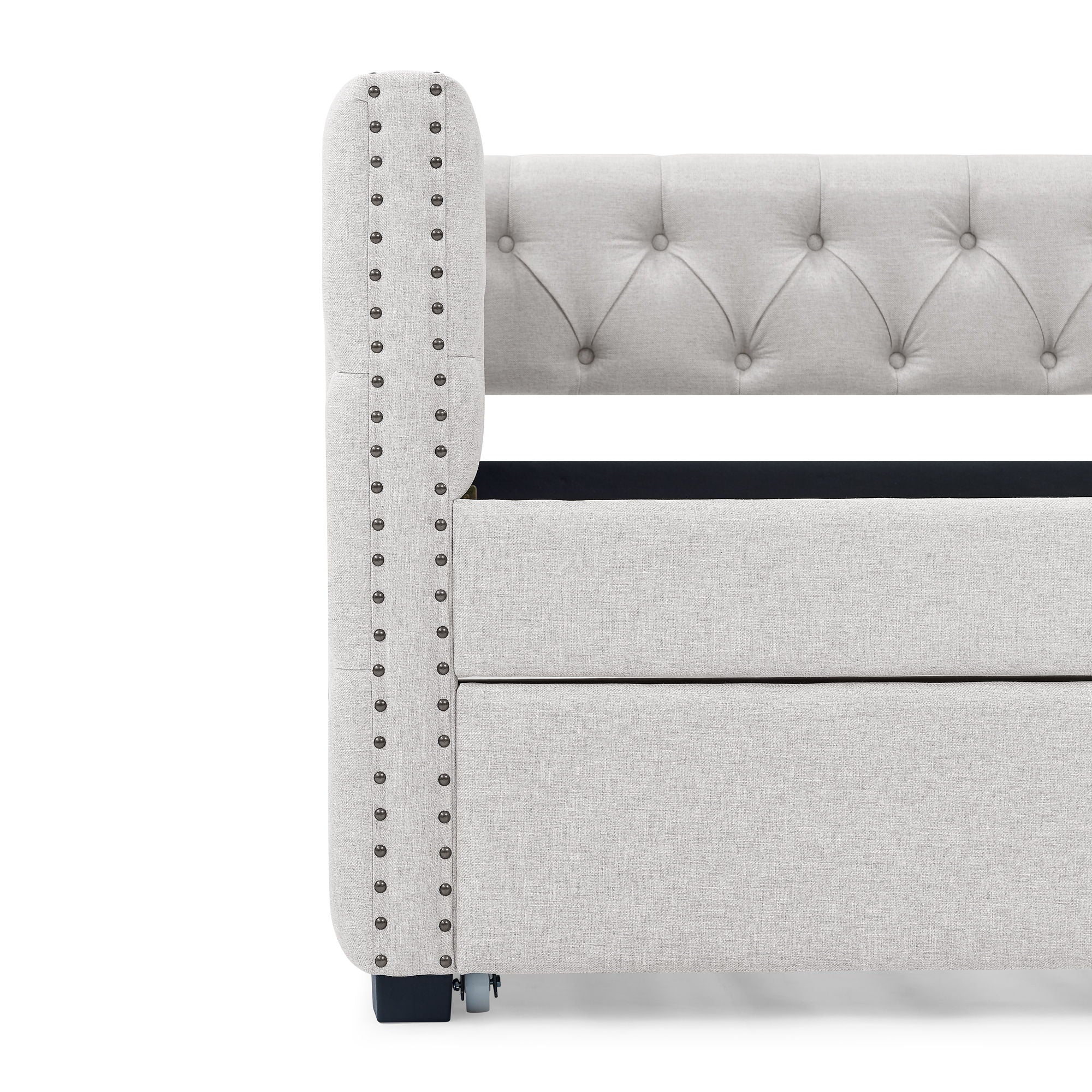 Inspired Upholstered Daybed With Trundle, Button Tufted