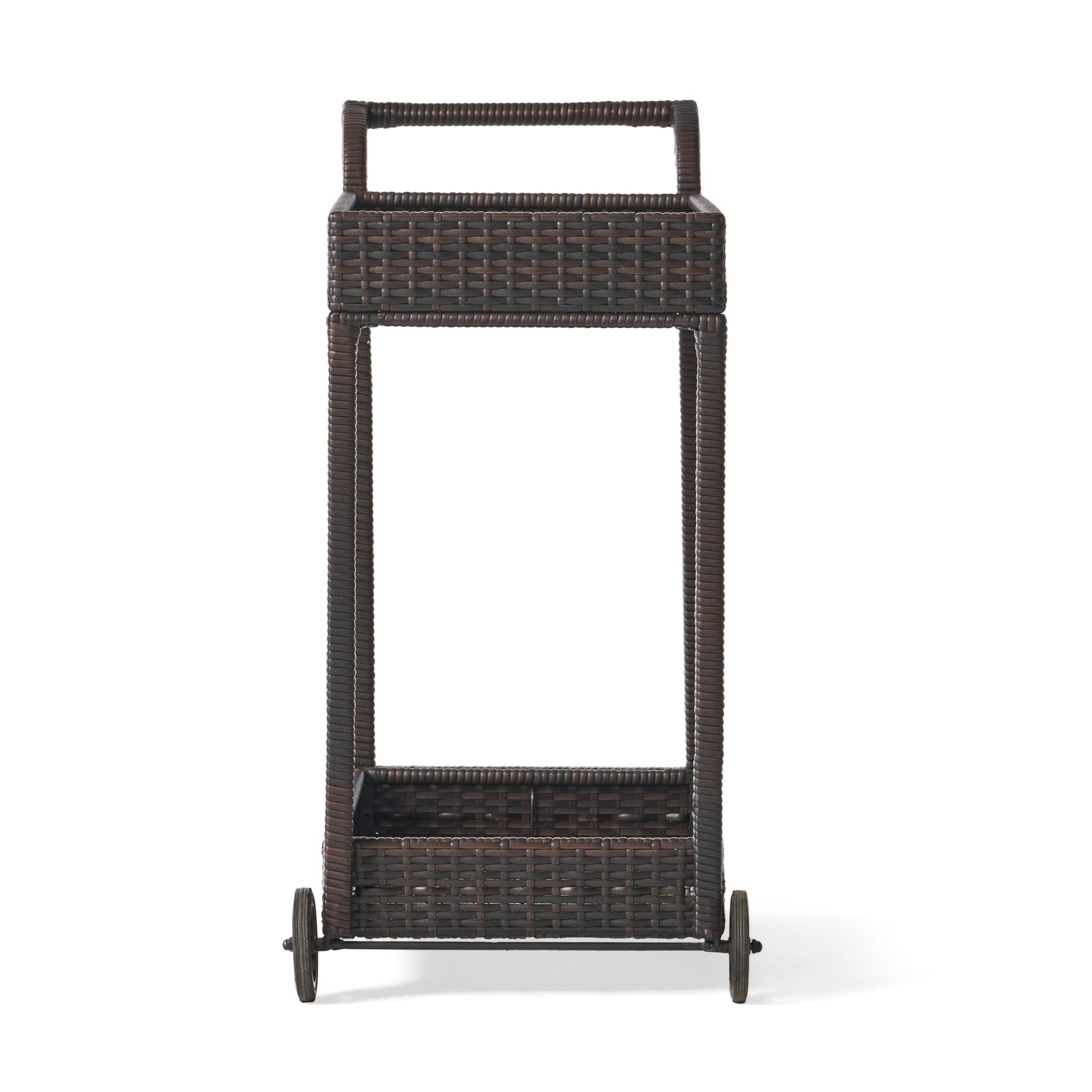 Resin Wicker Bar Cart With Metal Frame - Brown