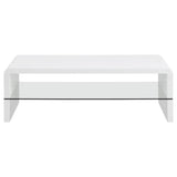 Airell - Rectangular Coffee Table With Shelf - White High Gloss