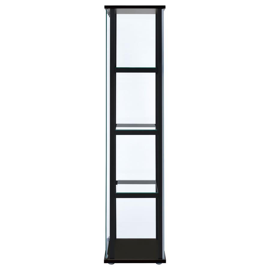 Cyclamen - 4-Shelf Clear Glass Curio Display Cabinet - Black