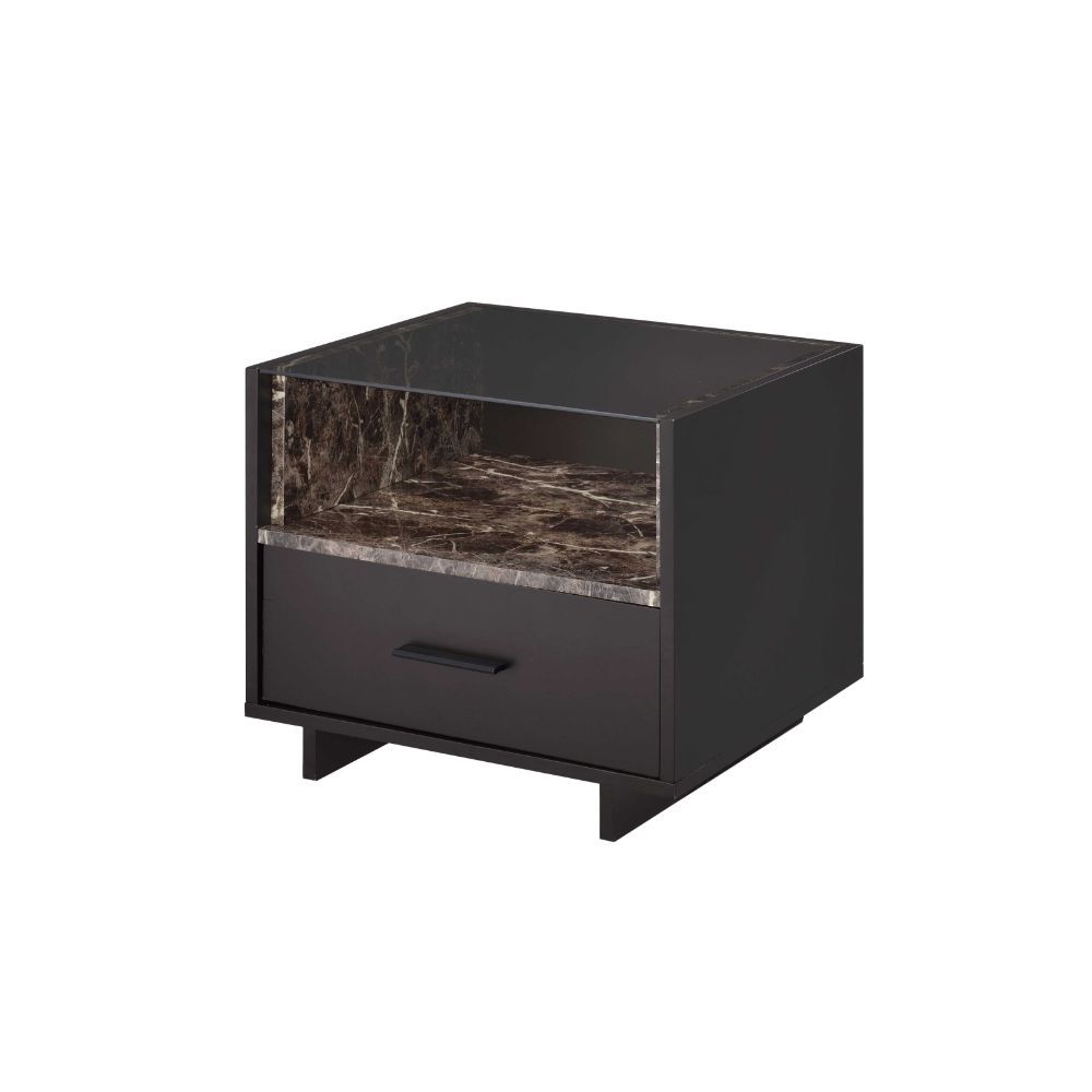 ACME Dayle - Accent Table - Faux Marble & Espresso | Meri Furniture