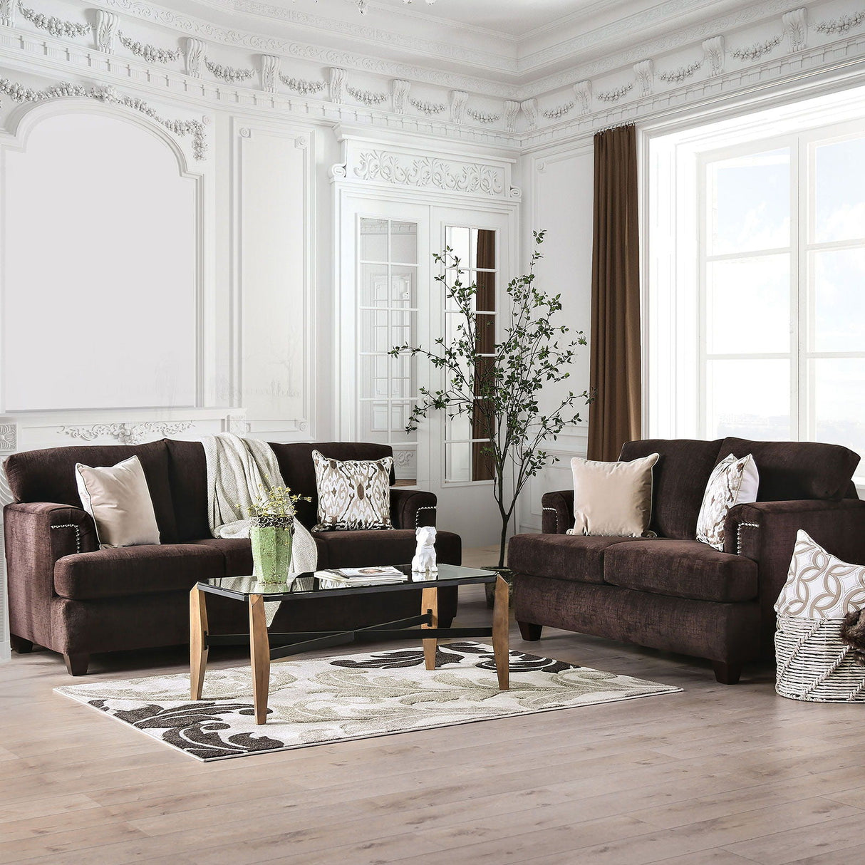 Furniture of America Brynlee - Sofa (*Pillows Sold Separately) - Chocolate | Meri Furniture