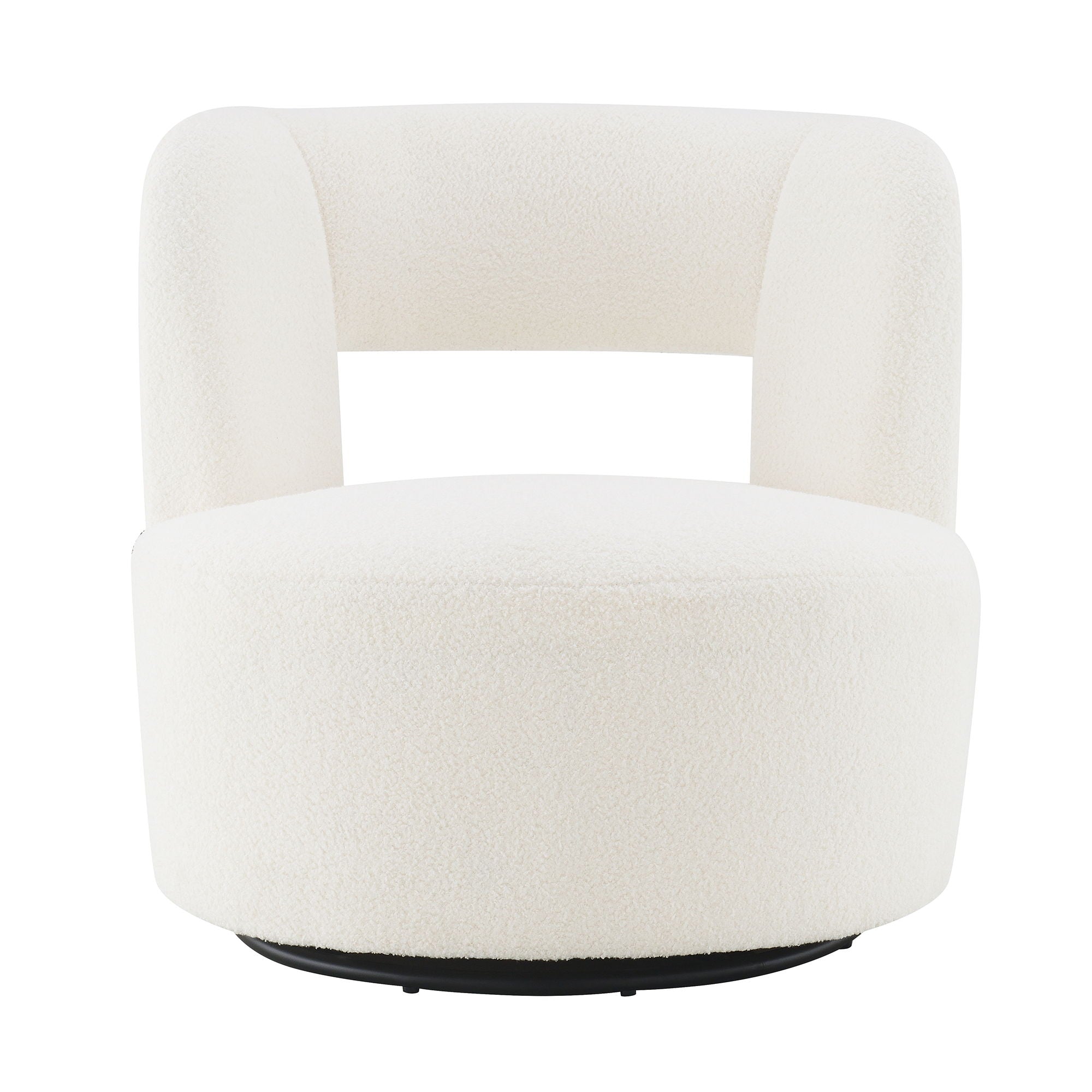 Swivel Comfy Round Barrel Chair With Soft Teddy Fabric For Living Room