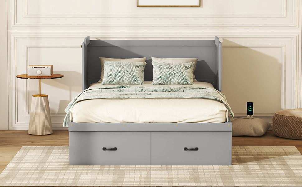 Murphy Bed With USB Port And A Large Drawer