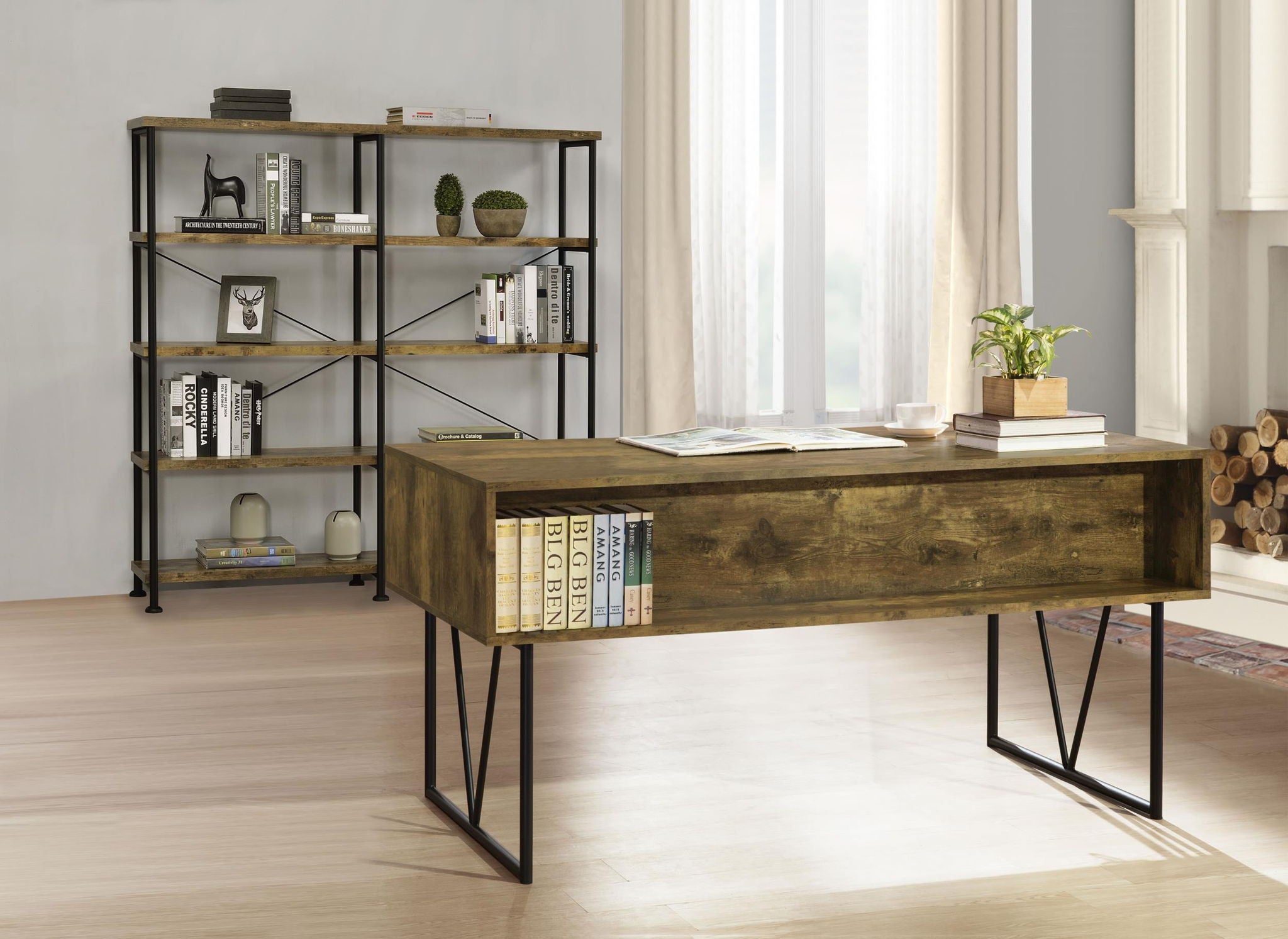 Analiese 63-inch 4-drawer Writing Desk Rustic Nutmeg