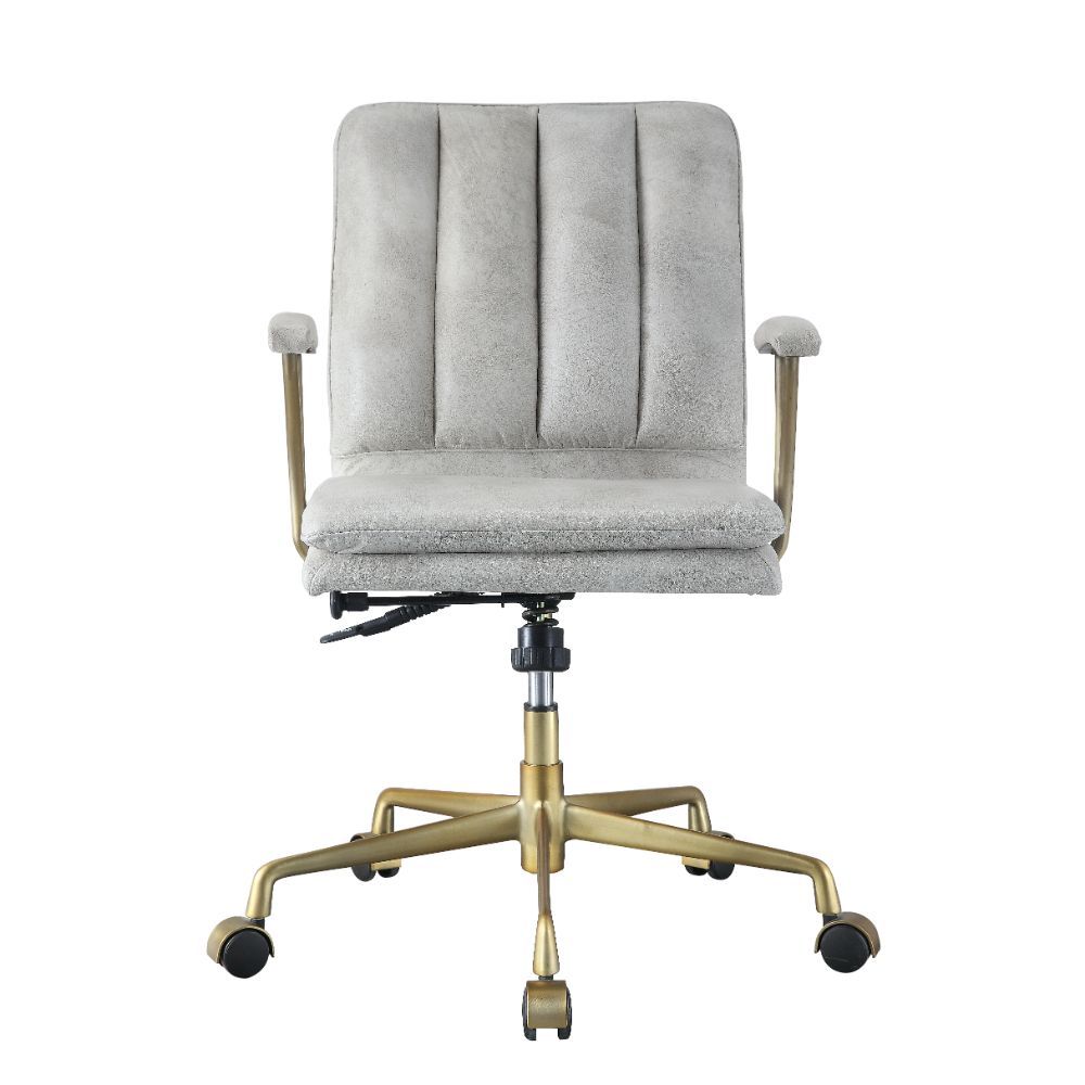 ACME Damir - Office Chair - Vintage White Top Grain Leather & Chrome | Meri Furniture
