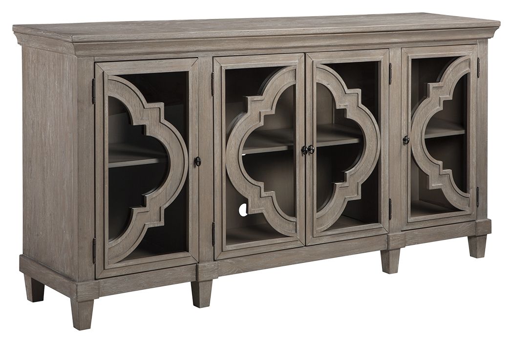 Ashley Furniture Fossil - Gray - Accent Cabinet | Meri Furniture