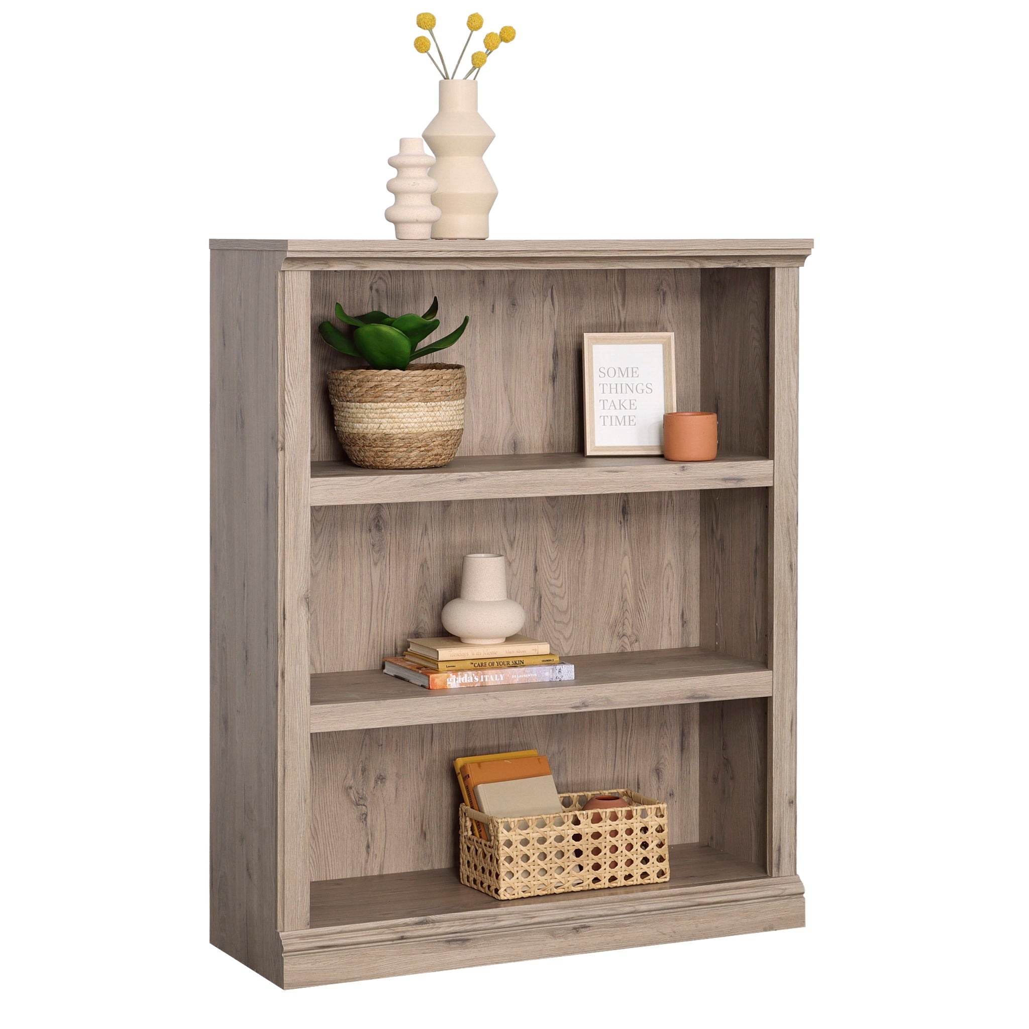 3-Shelf Display Bookcase in Laurel Oak