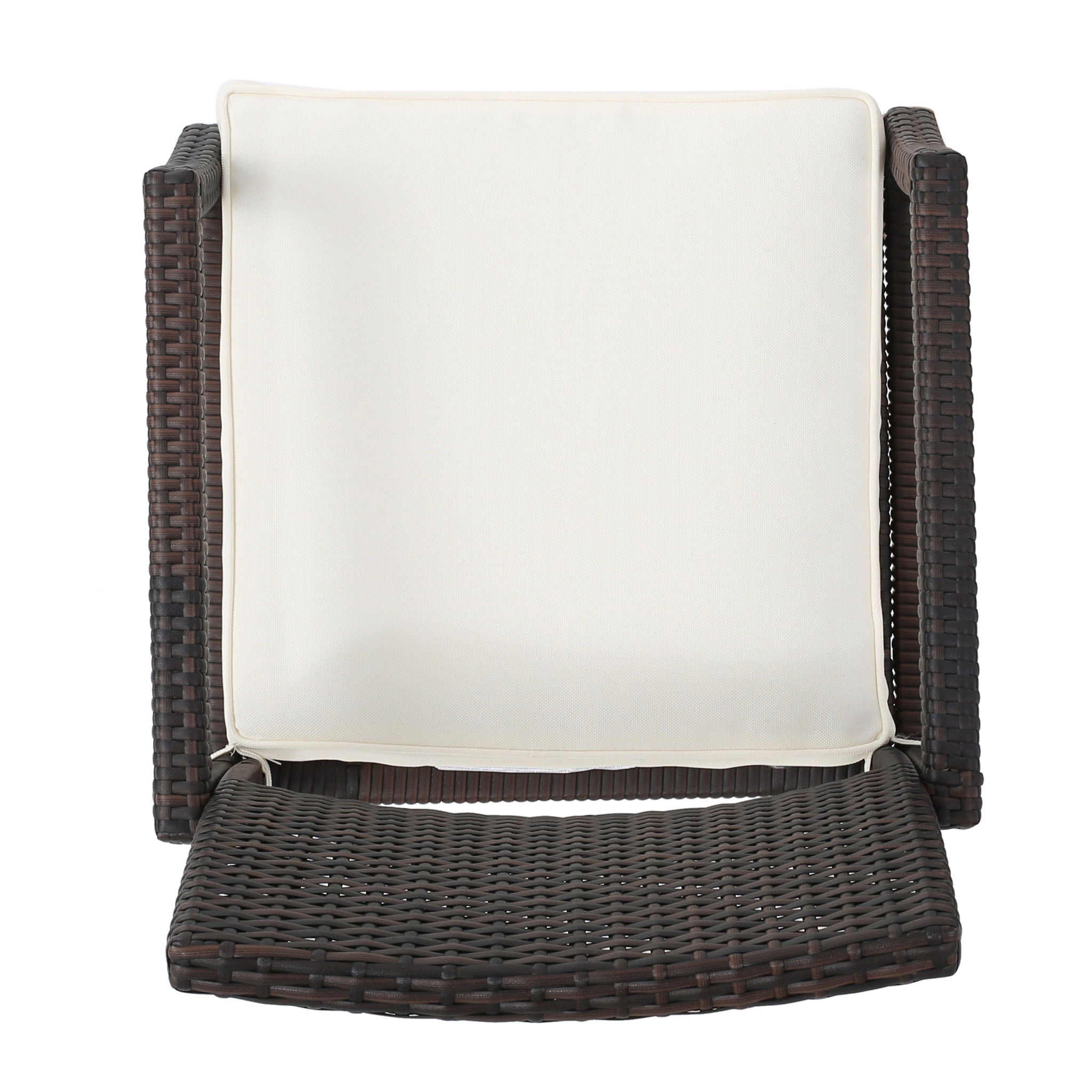 Outdoor Wicker Dining Chair With Water Resistant Cushions (Set of 2) - White / Brown