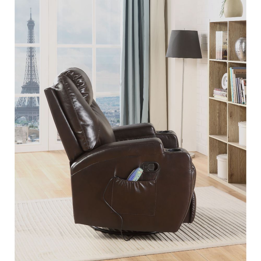 KD Back, Features: Rocker, 360 Swivel Degrees, Power Massage & Cup-Holder • Motion Reclining Function (External Latch Handle).